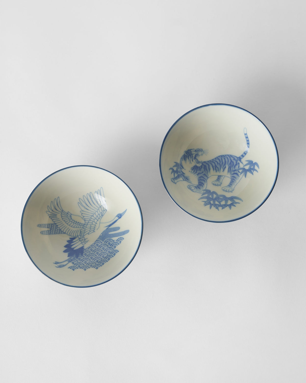 Crane & Tiger Bowl Set of 2 - Blue