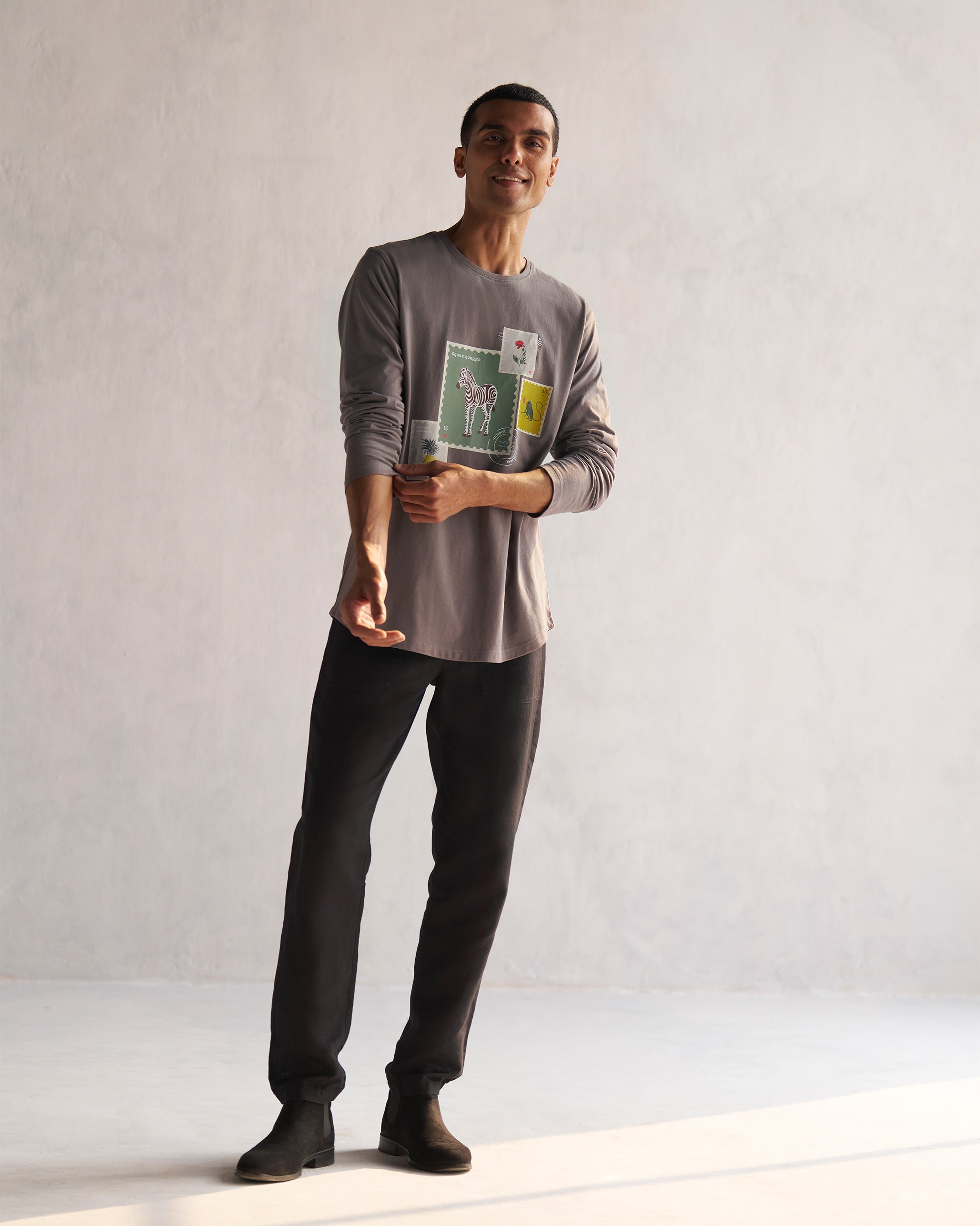 Basic Full Sleeve T-shirt - Charcoal