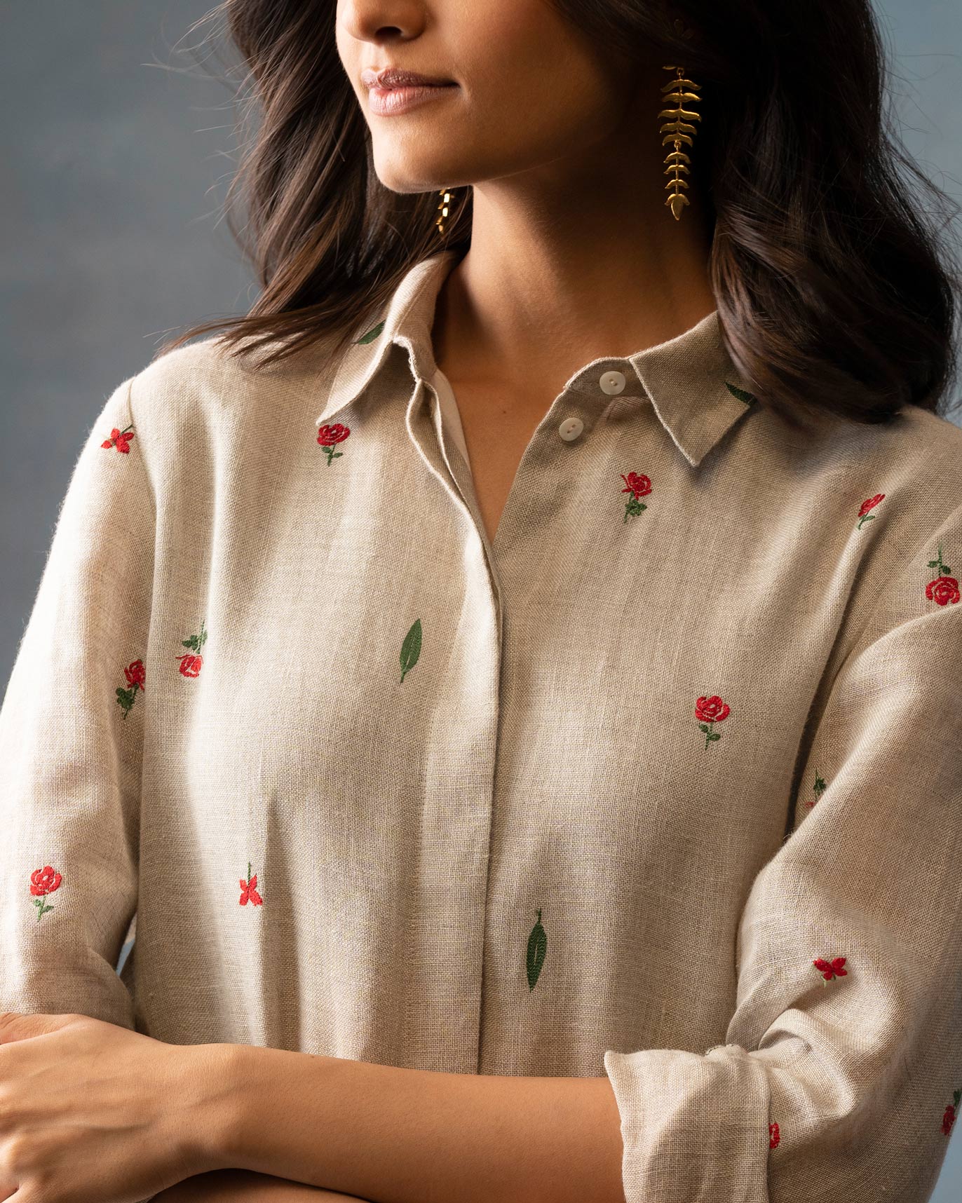 Button Front Dress - Natural