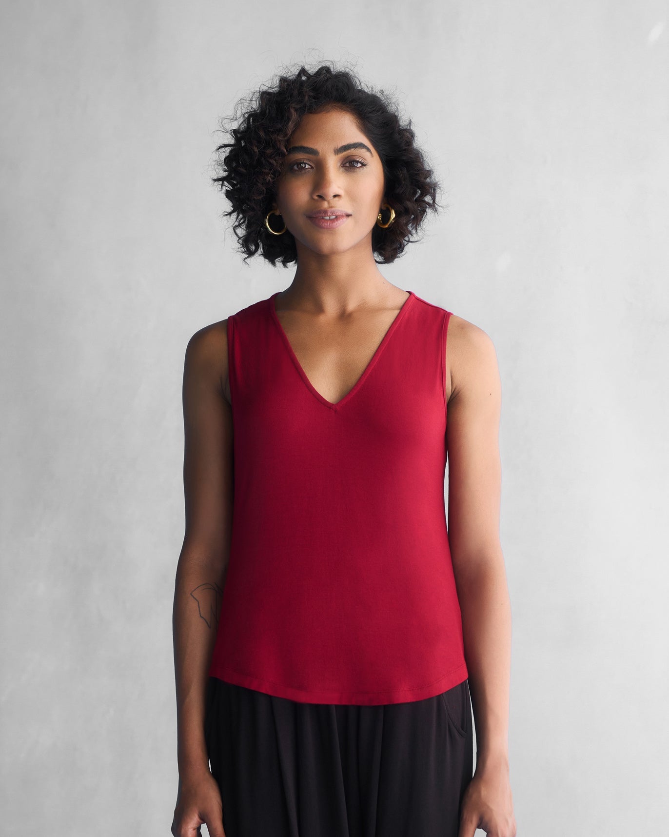 Burma Back Drape Top - Red