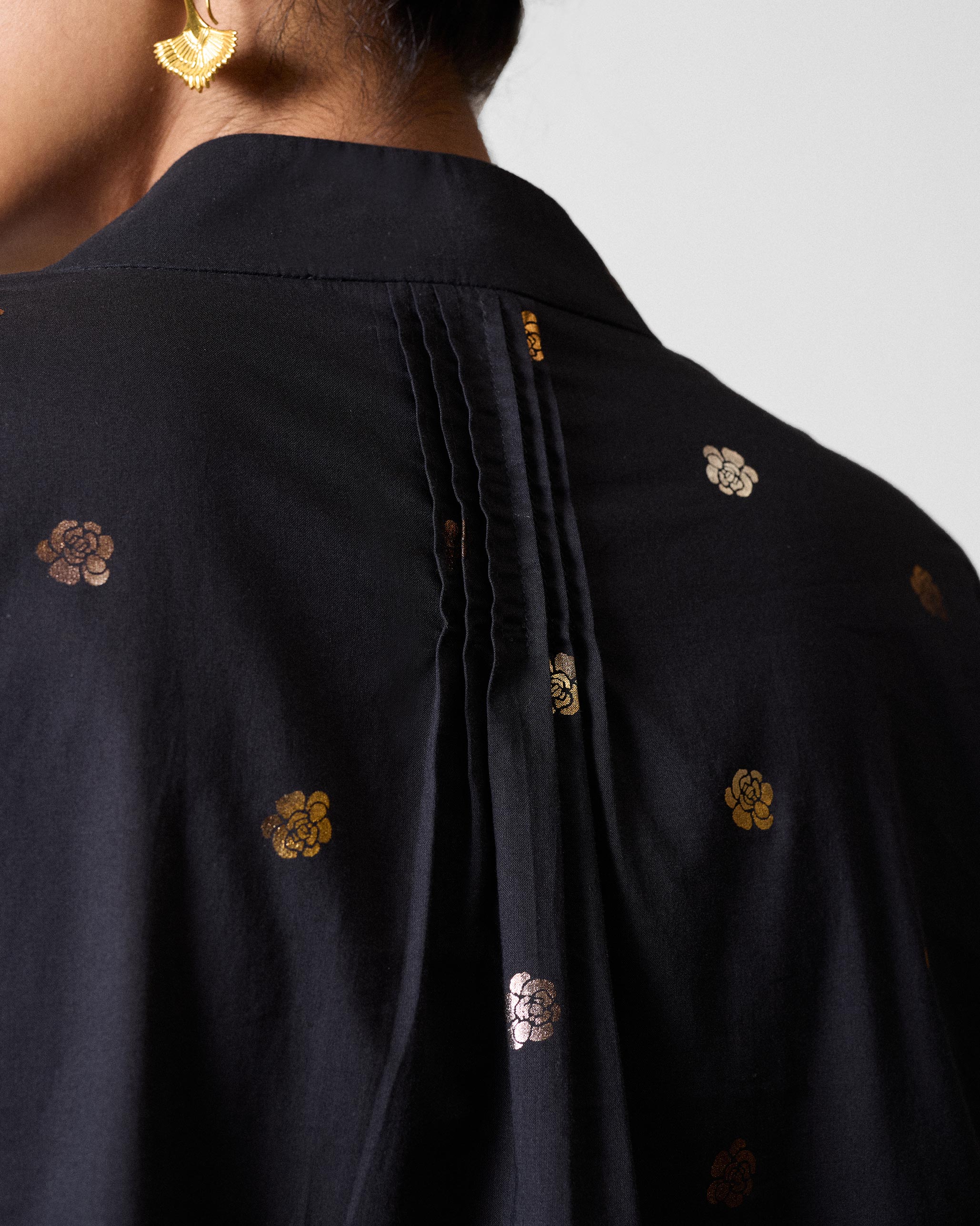 The Tangier Top Set - Black & Gold Printed