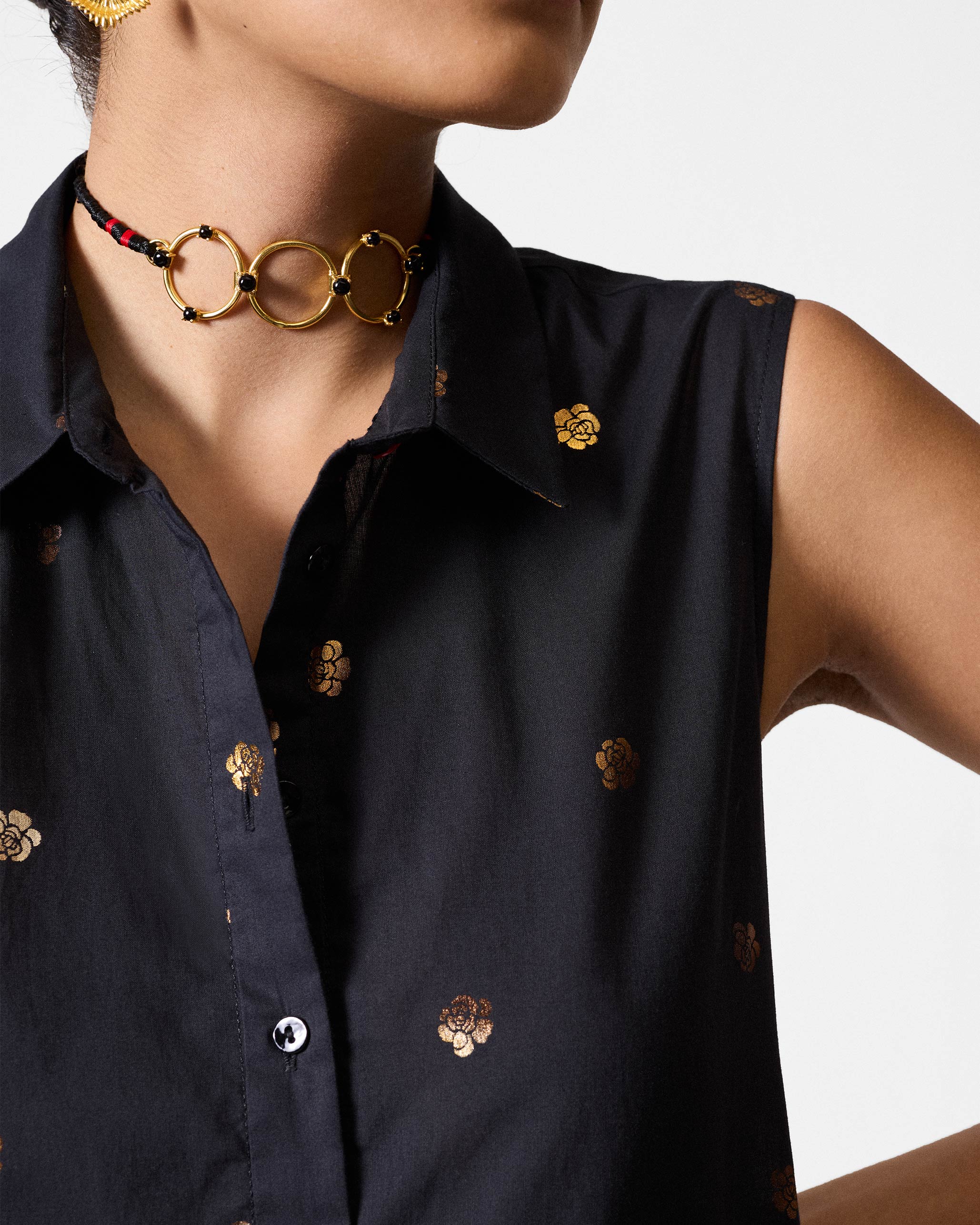 The Parallel Kurta Set - Black & Gold Printed