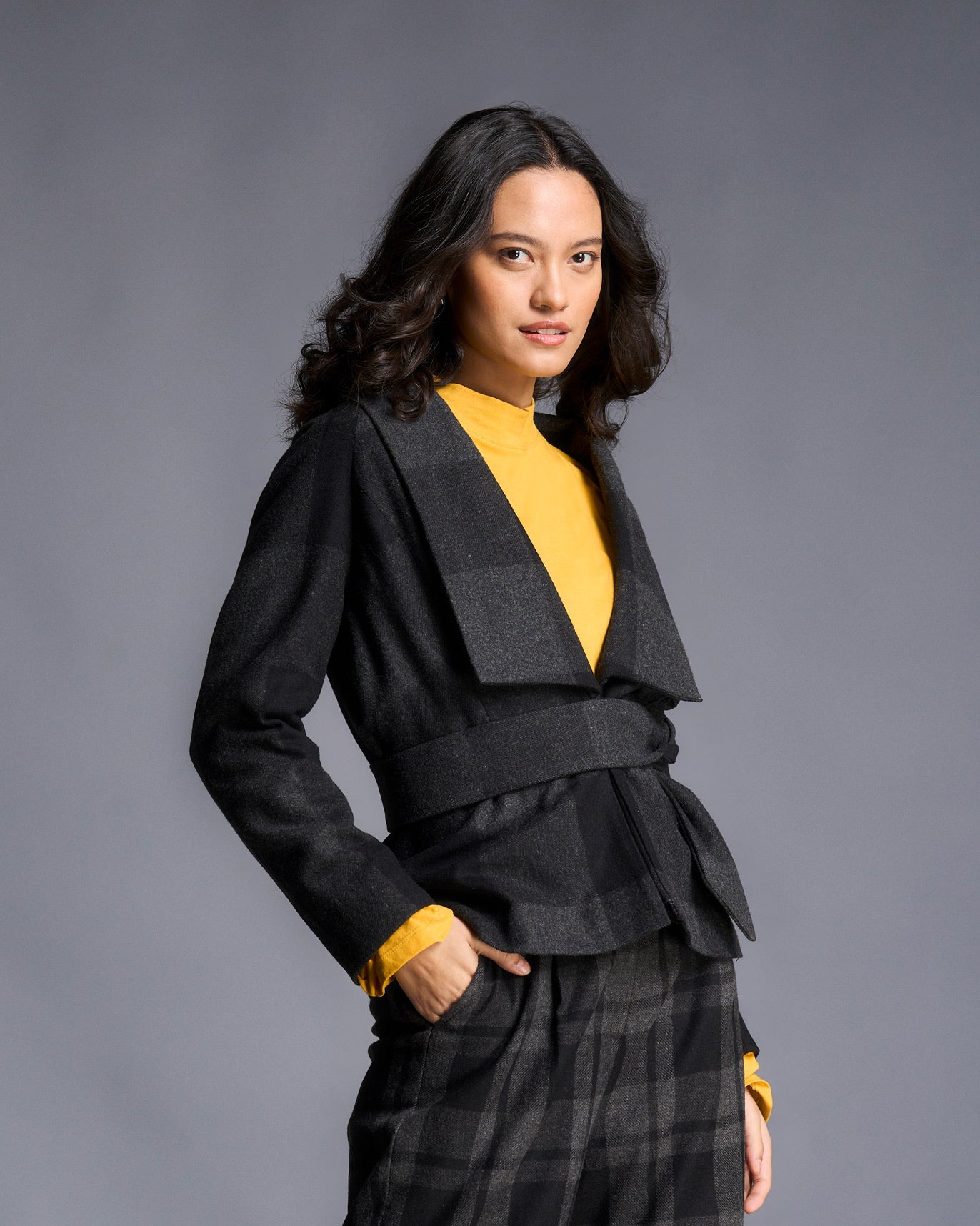 Shawl Collar Jacket - Black & Grey