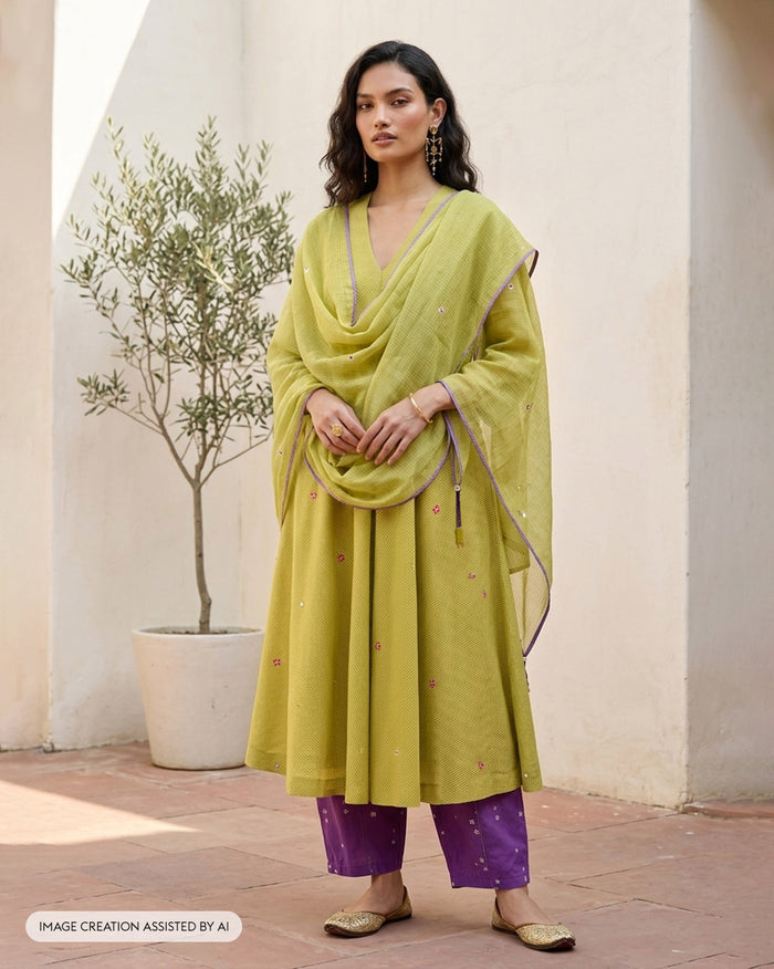 Raya Dupatta - Embroidered Cotton Blend