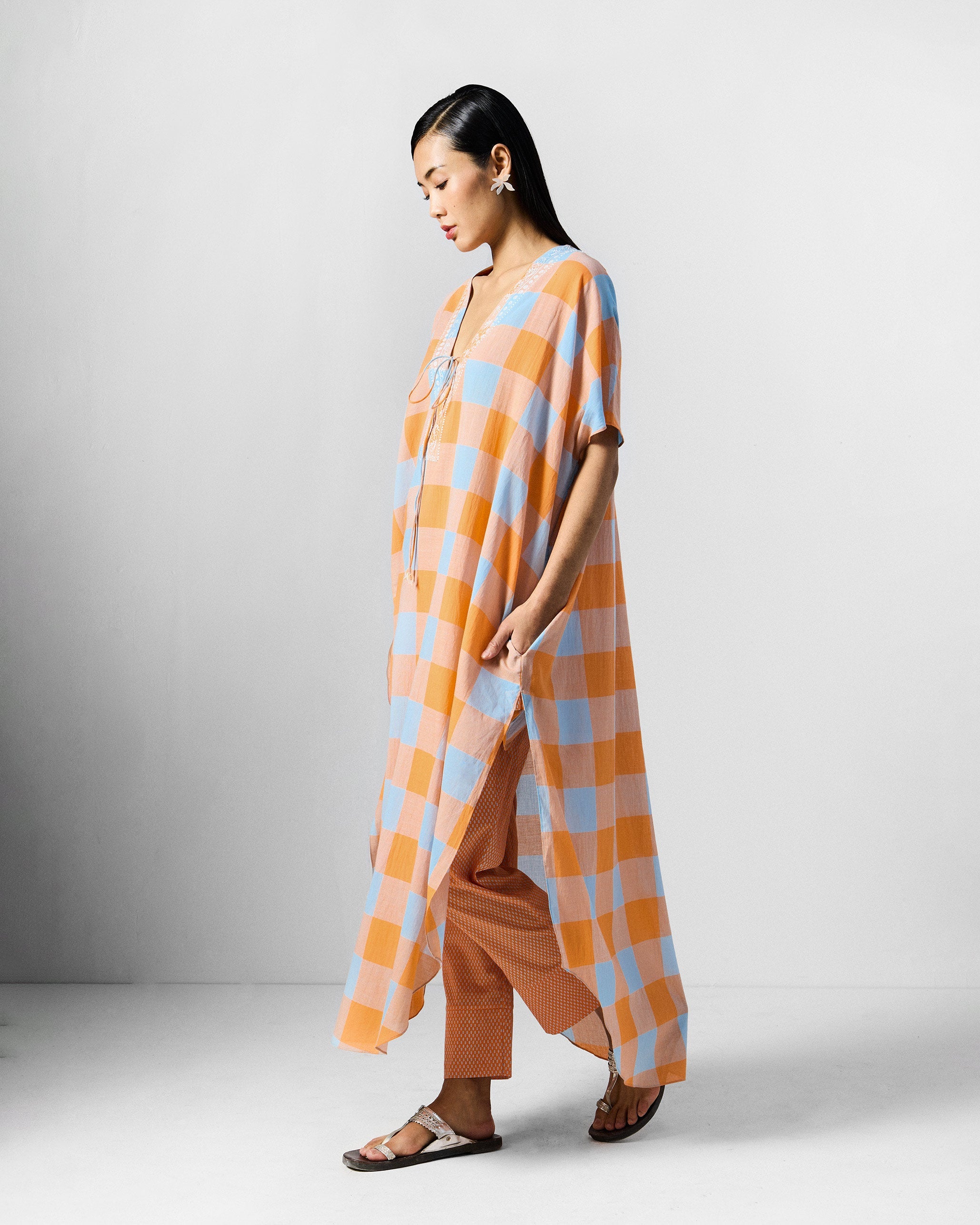 The Vaya Kaftan Set - Orange & White