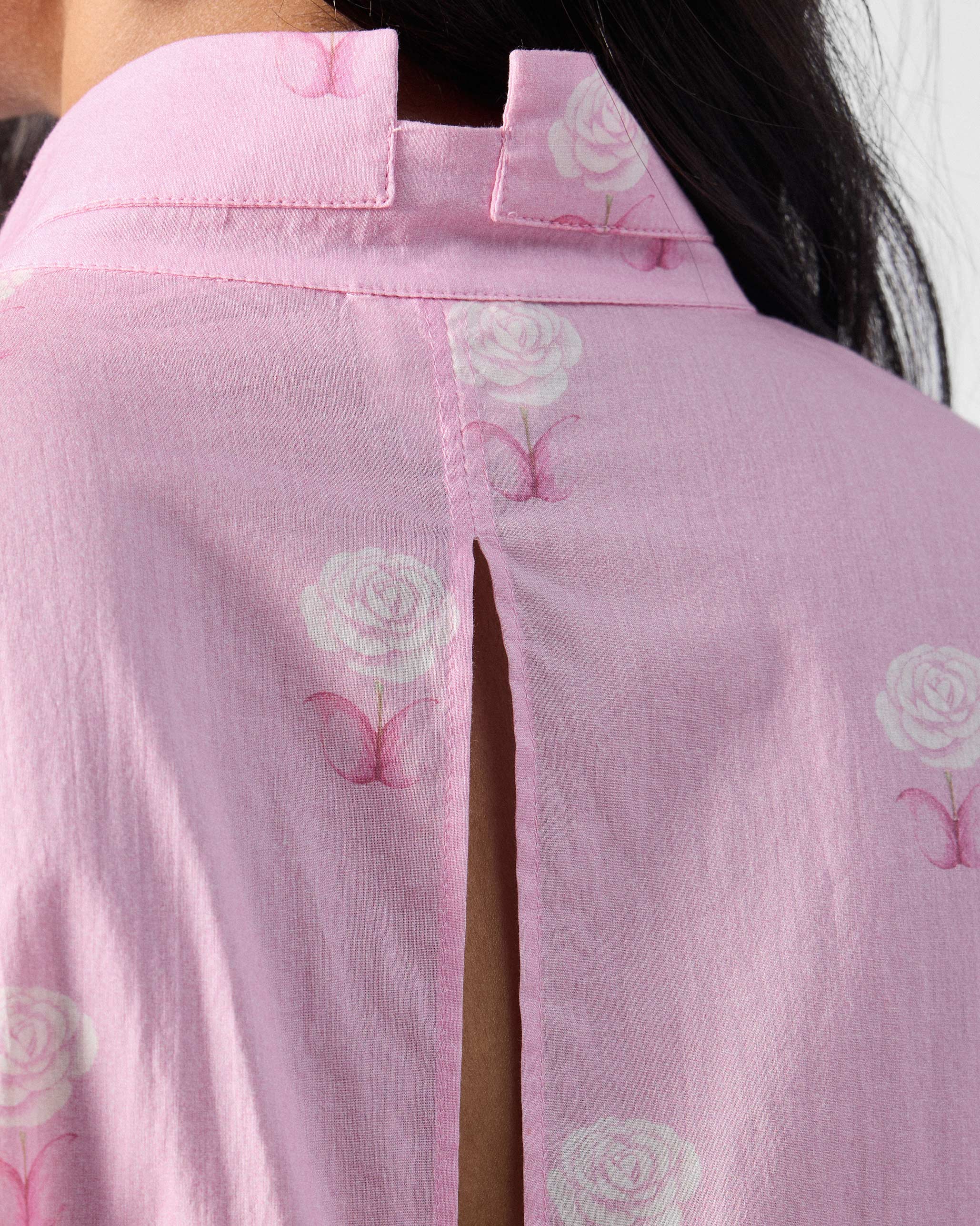The Raha Slit Back Tunic Set - Pink & White
