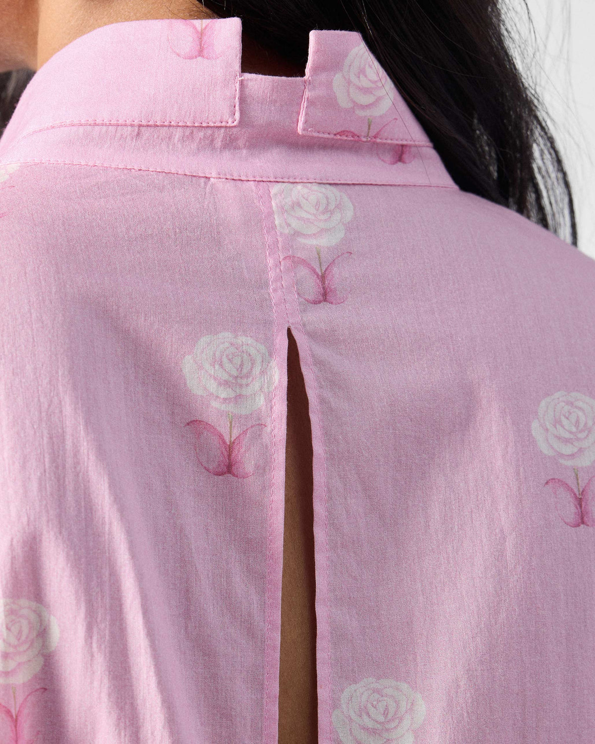 The Raha Slit Back Tunic Set - Pink & White