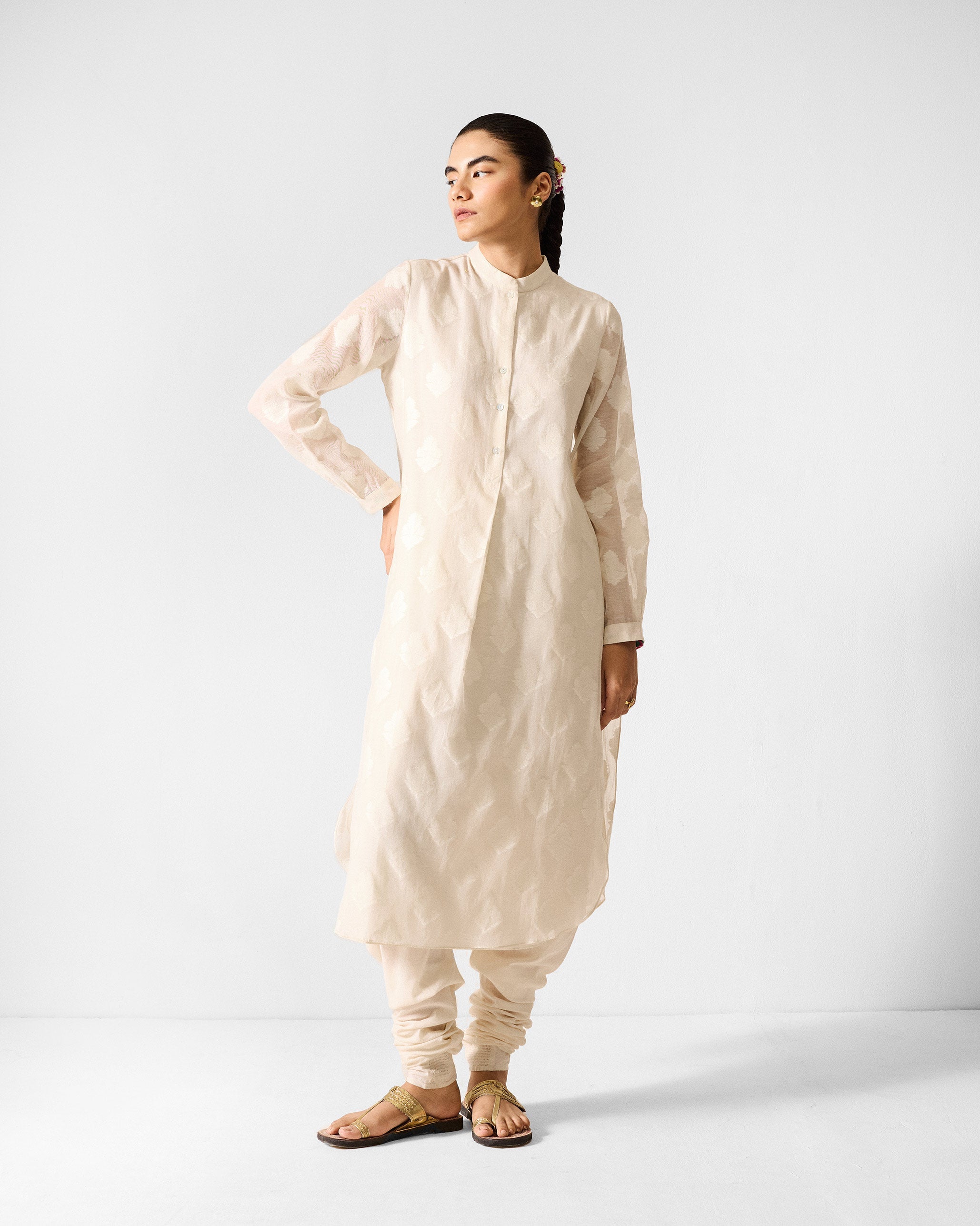 The Basic Long Length Kurta Set - Ivory