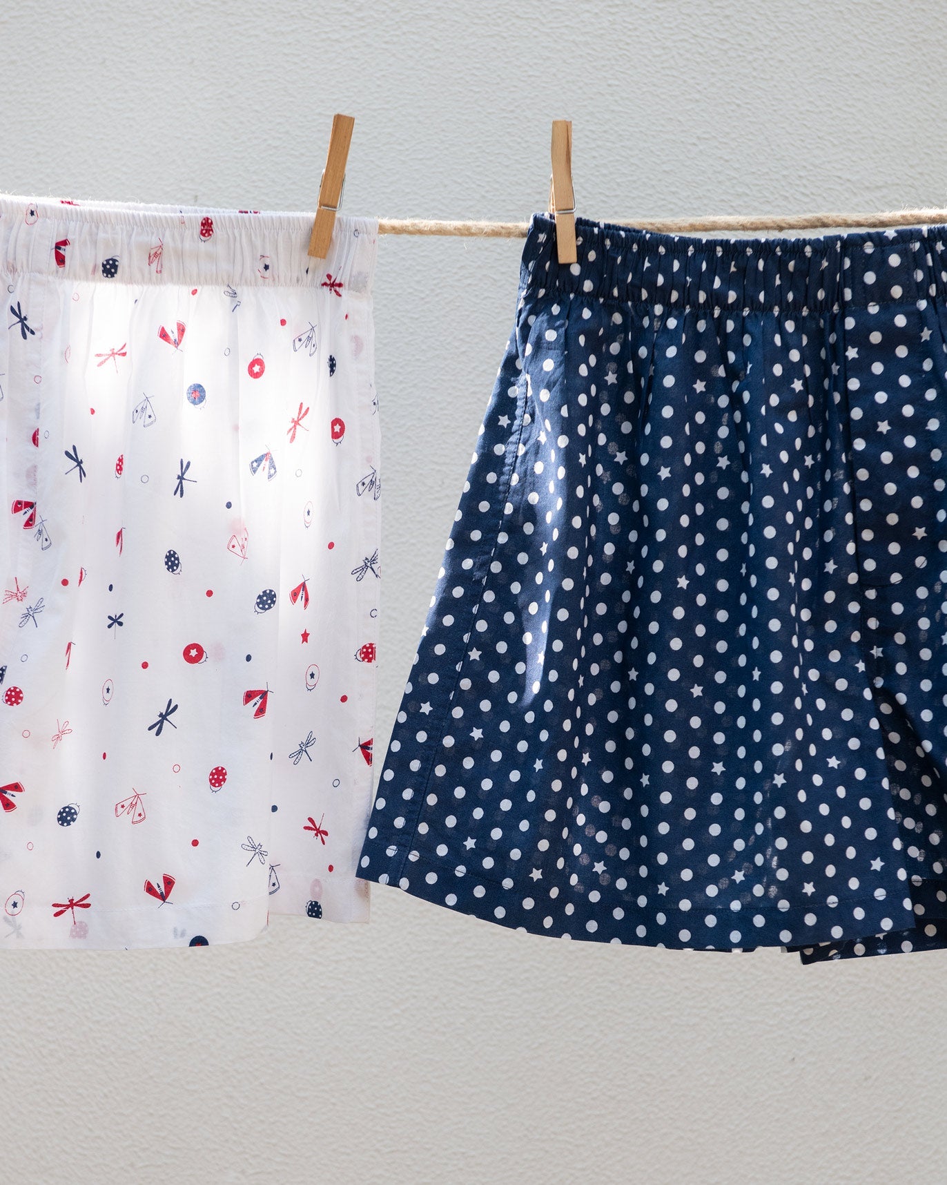 Ladybug Flies Boxers (Set of 2) - Ivory & Navy