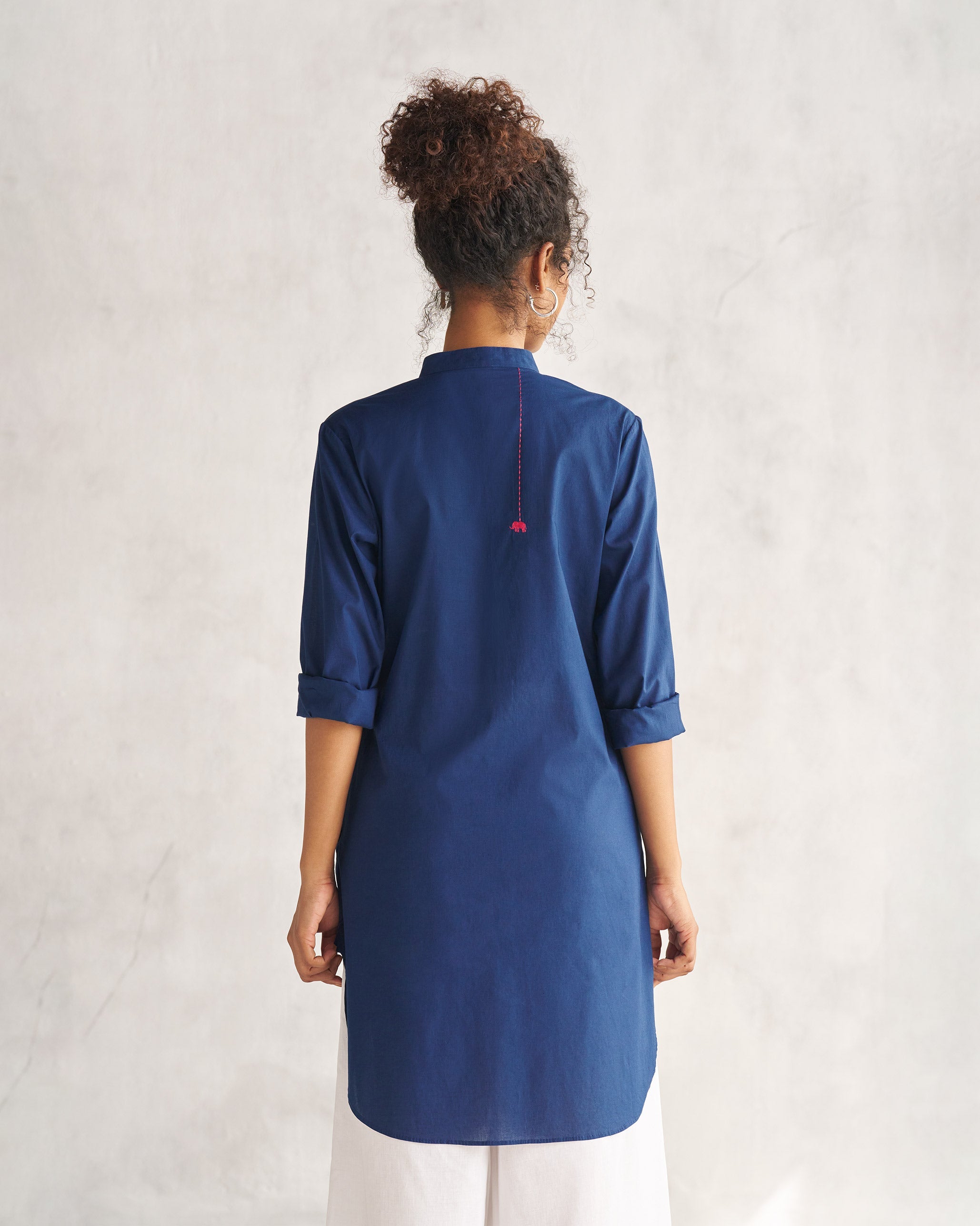 Basic Mid Length Kurta - Indigo