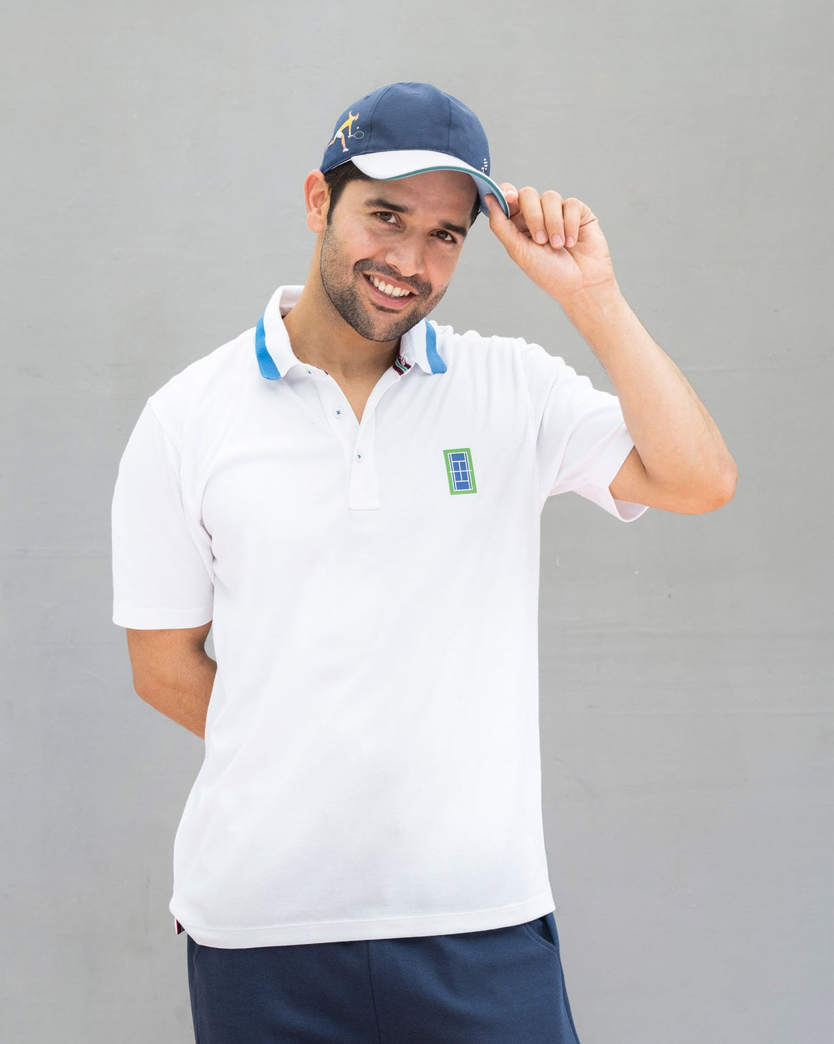 Nico Tennis Polo T-shirt - White & Blue