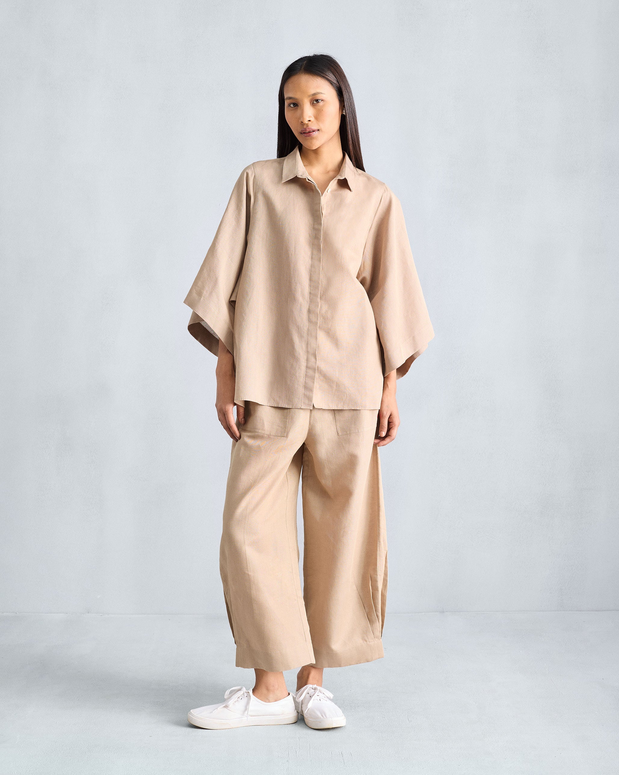 Drop Armhole Shirt - Beige