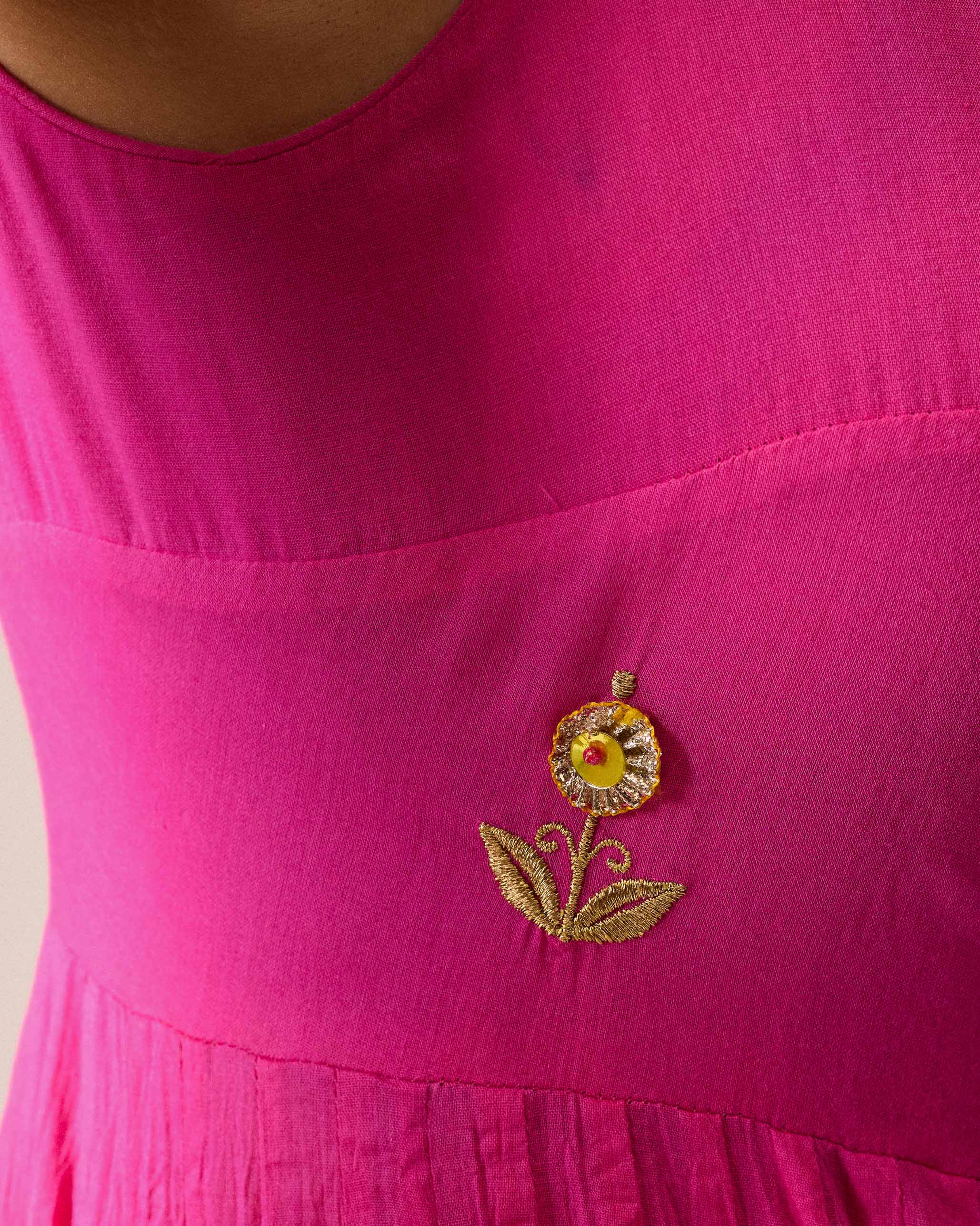 The Kochi Kurta Set - Fuchsia & Gold