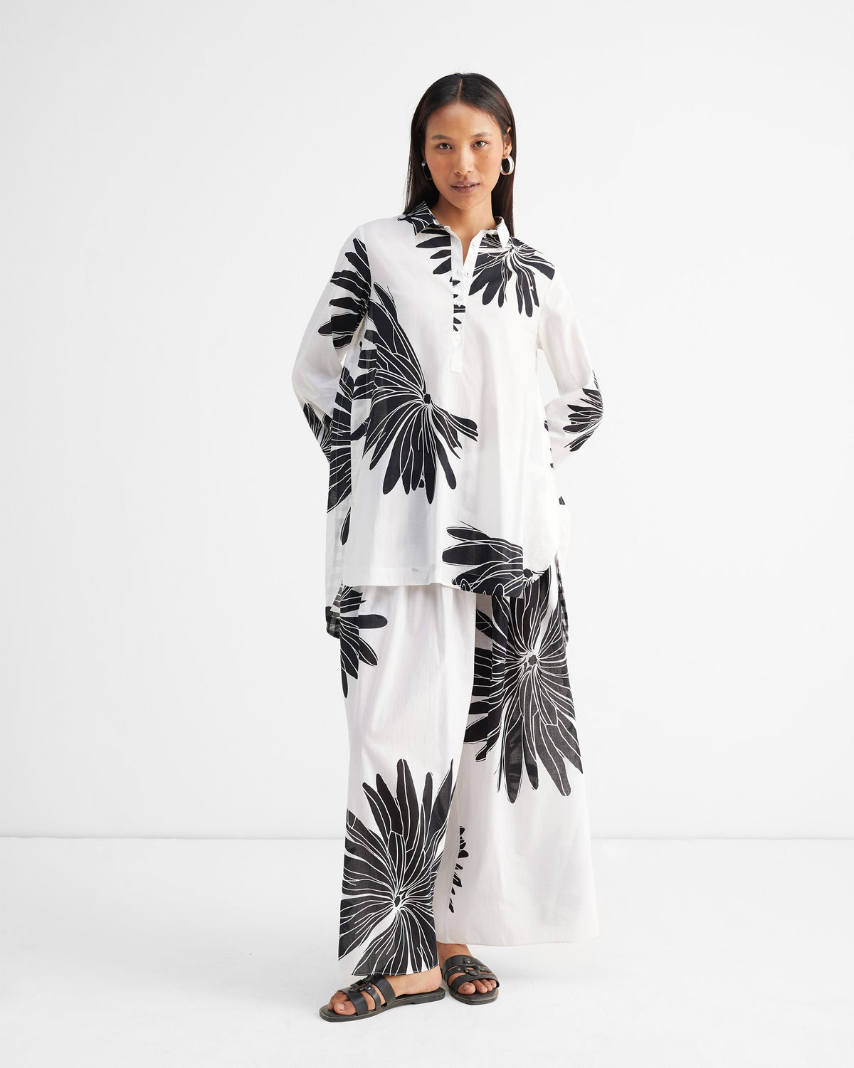 High Low Shirt - Black & White Print