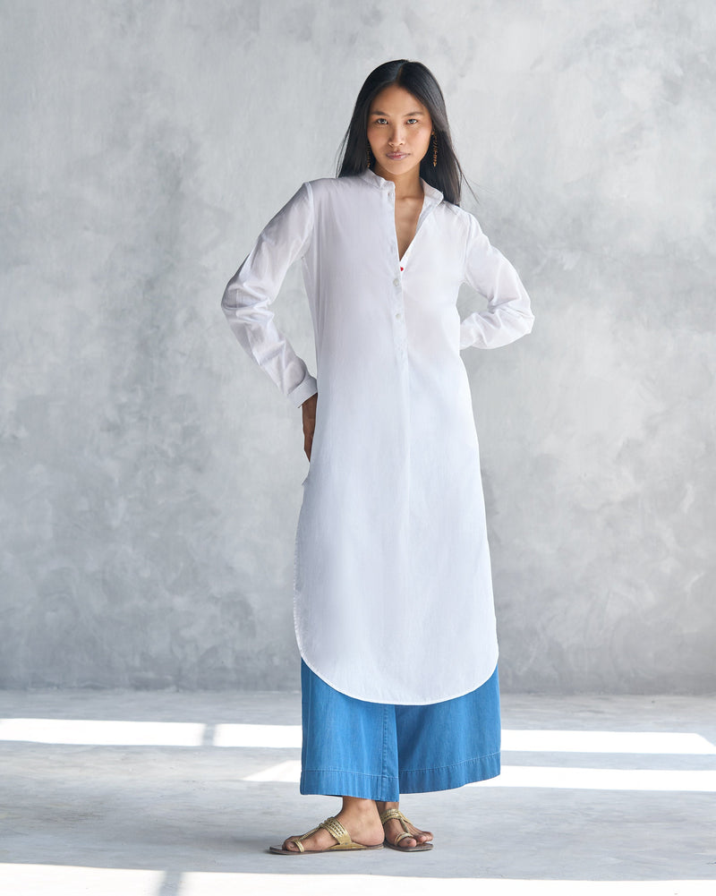 Basic Long Length Kurta - White