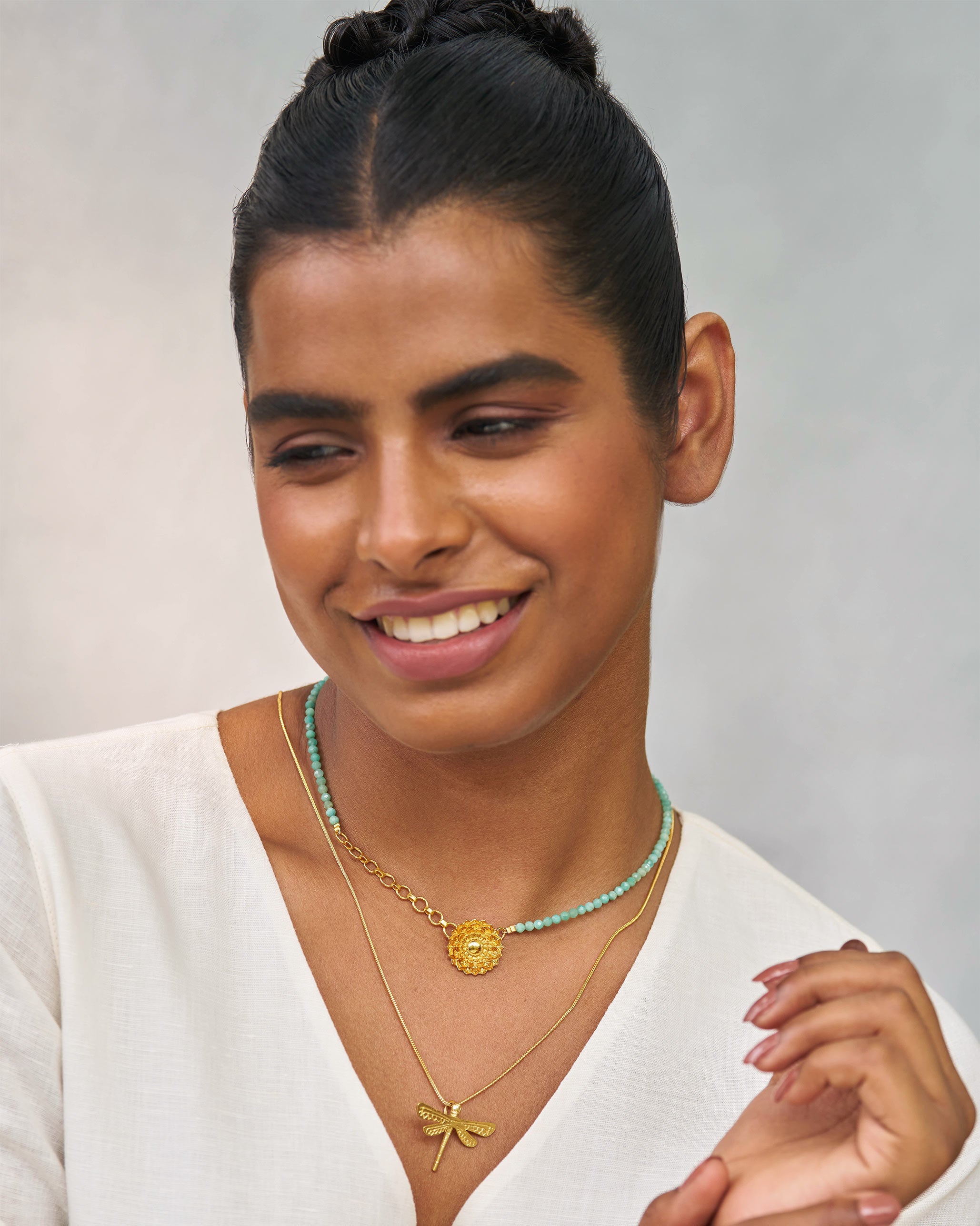 Kadambari Necklace - Aqua & Gold