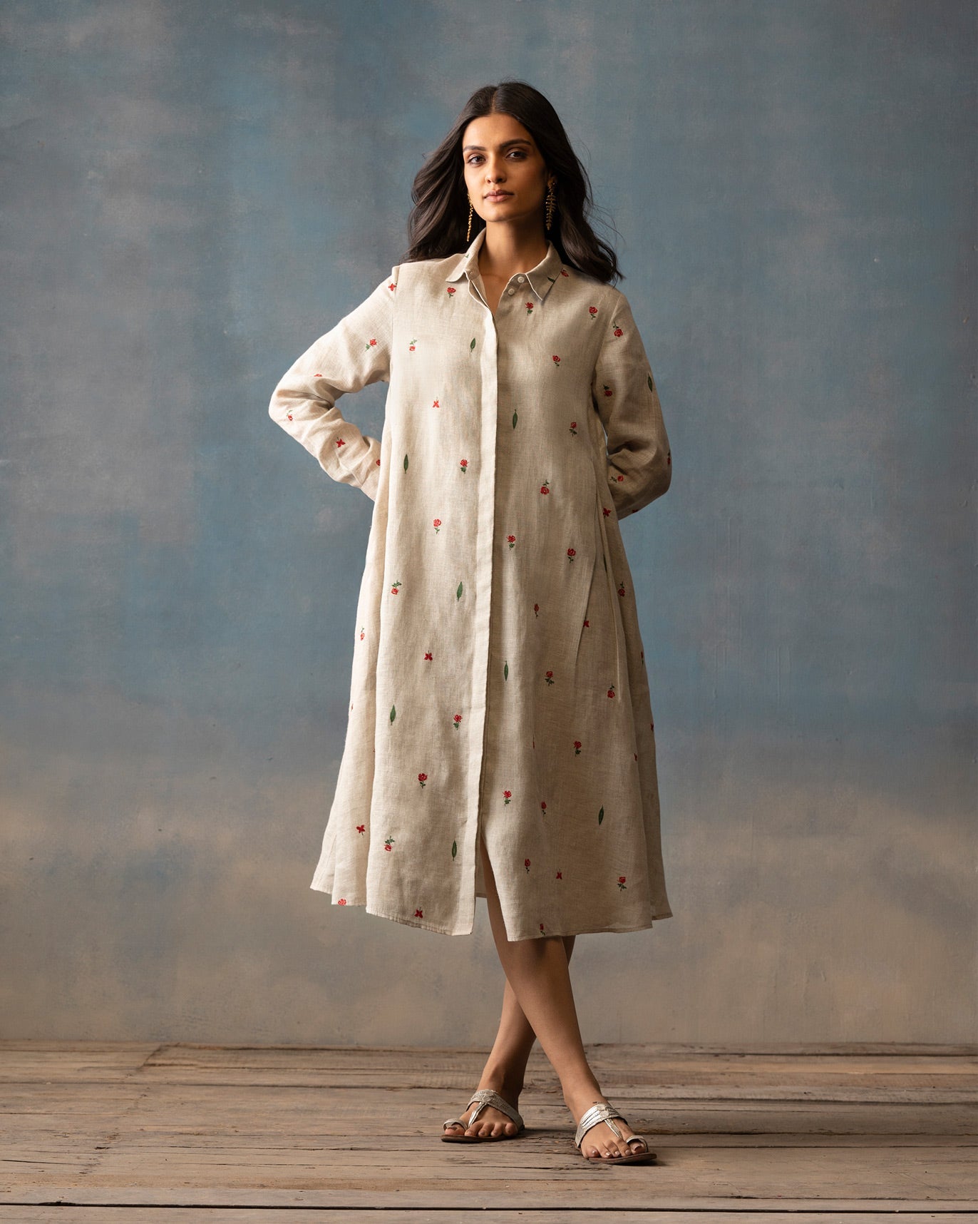 Button Front Dress - Natural