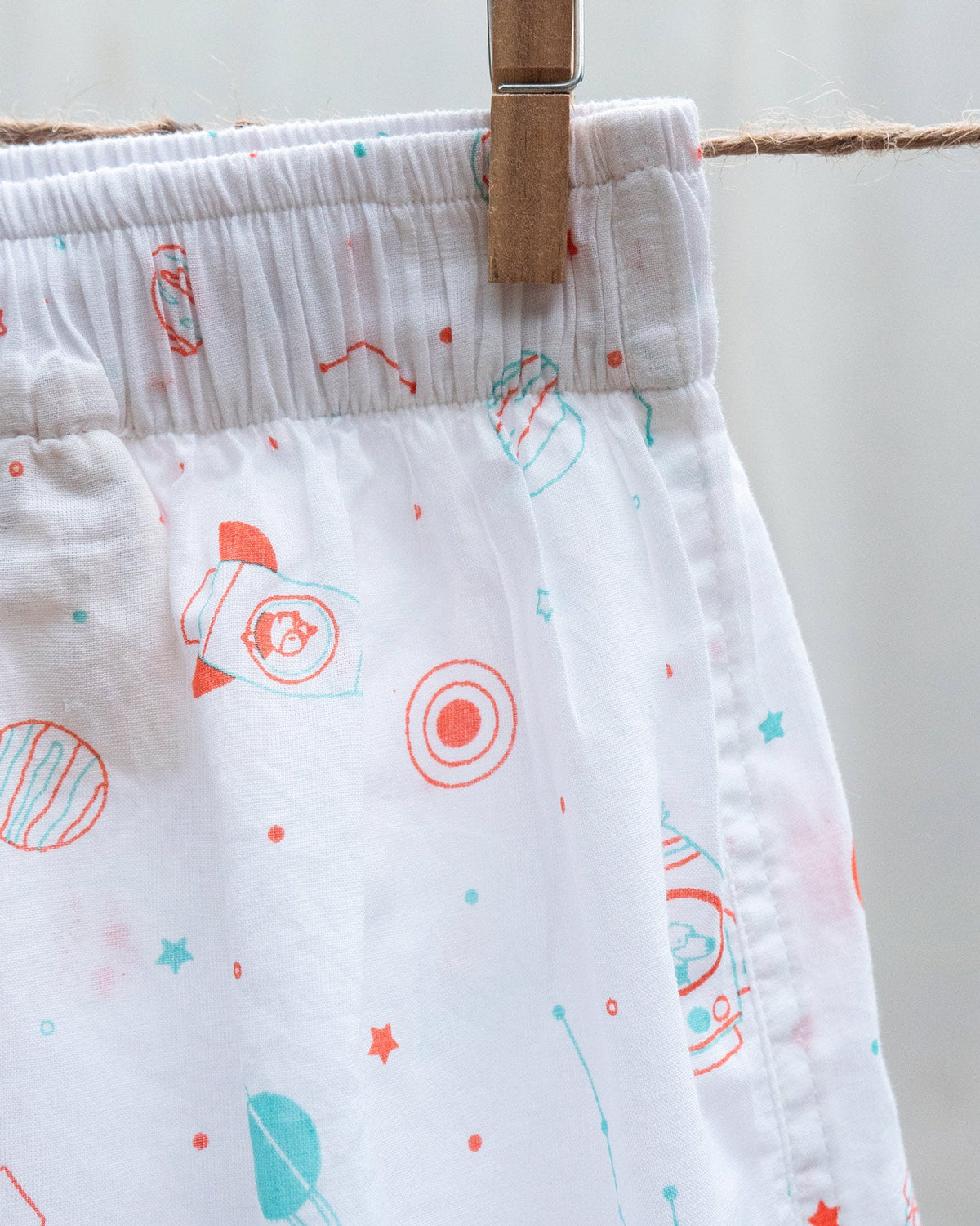 Close-up of the white All The Stars boxers showing the waistband and print.