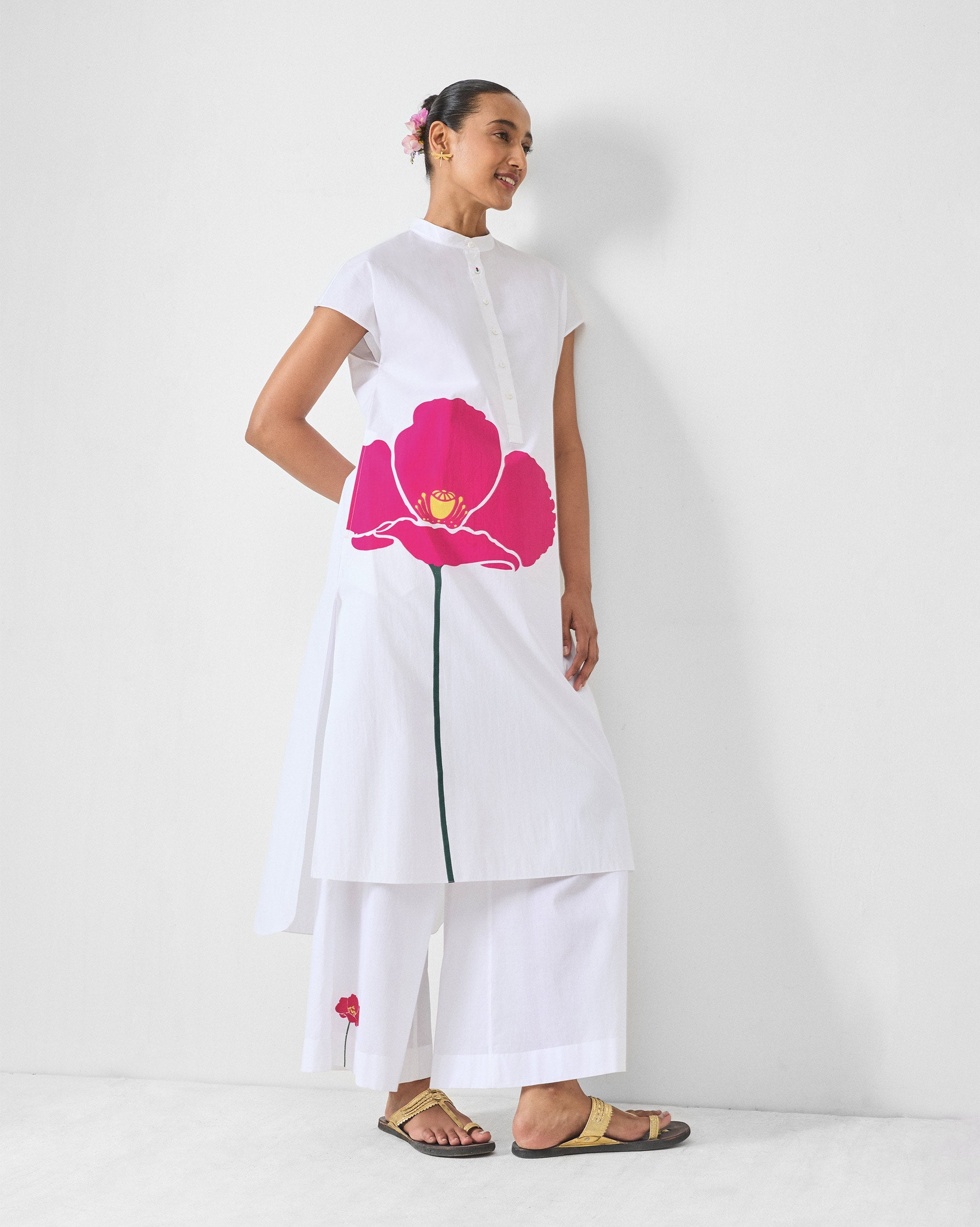 Basic Pyjama - White & Fuchsia