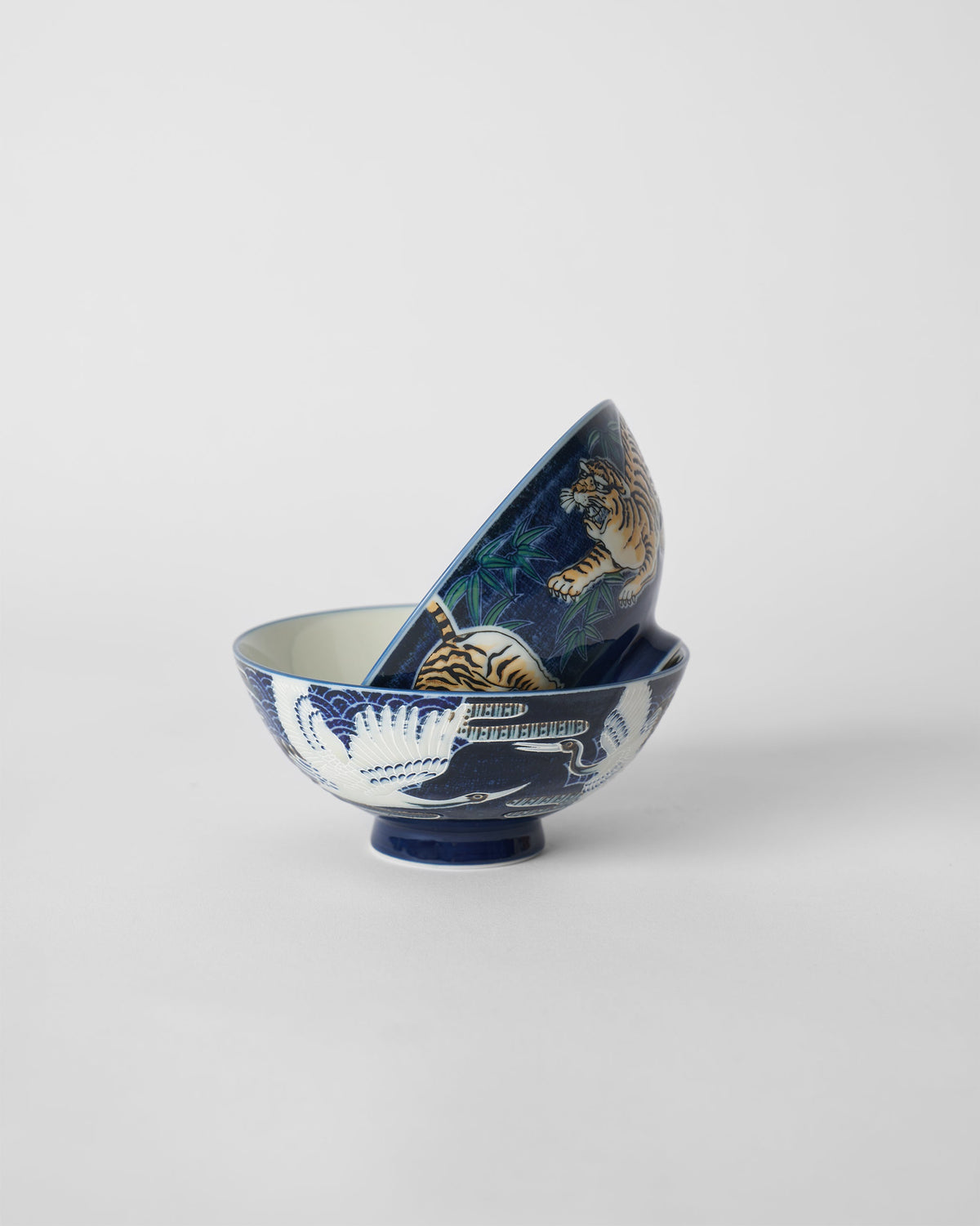 Crane & Tiger Bowl Set of 2 - Blue