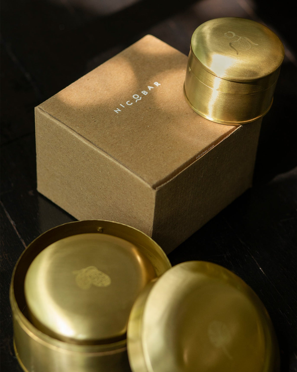 Dariya Nested Containers beside a kraft Nicobar box.