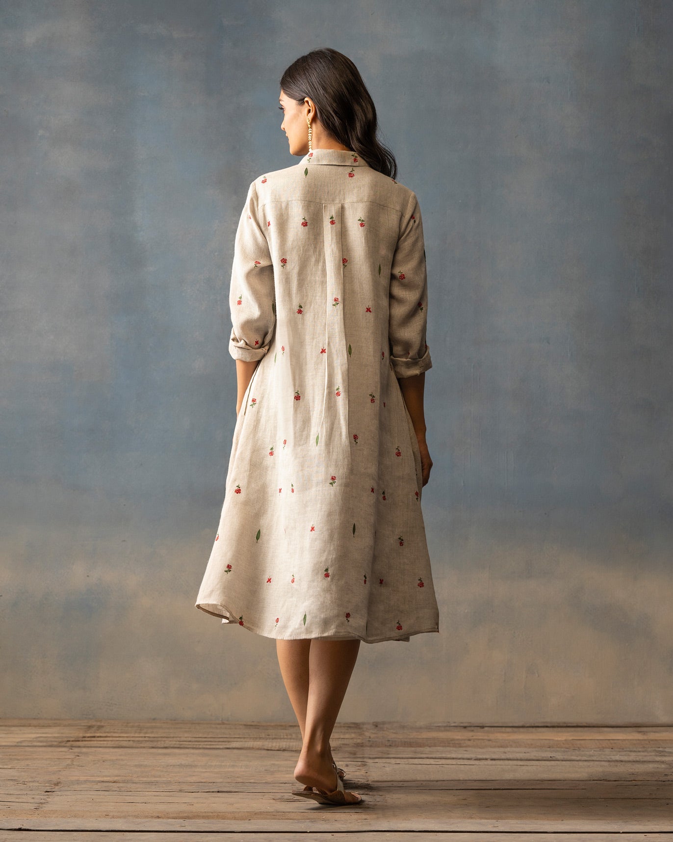 Button Front Dress - Natural