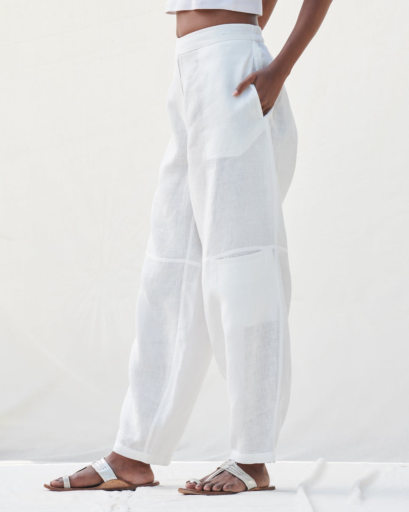 Knee Pocket Pants - Natural