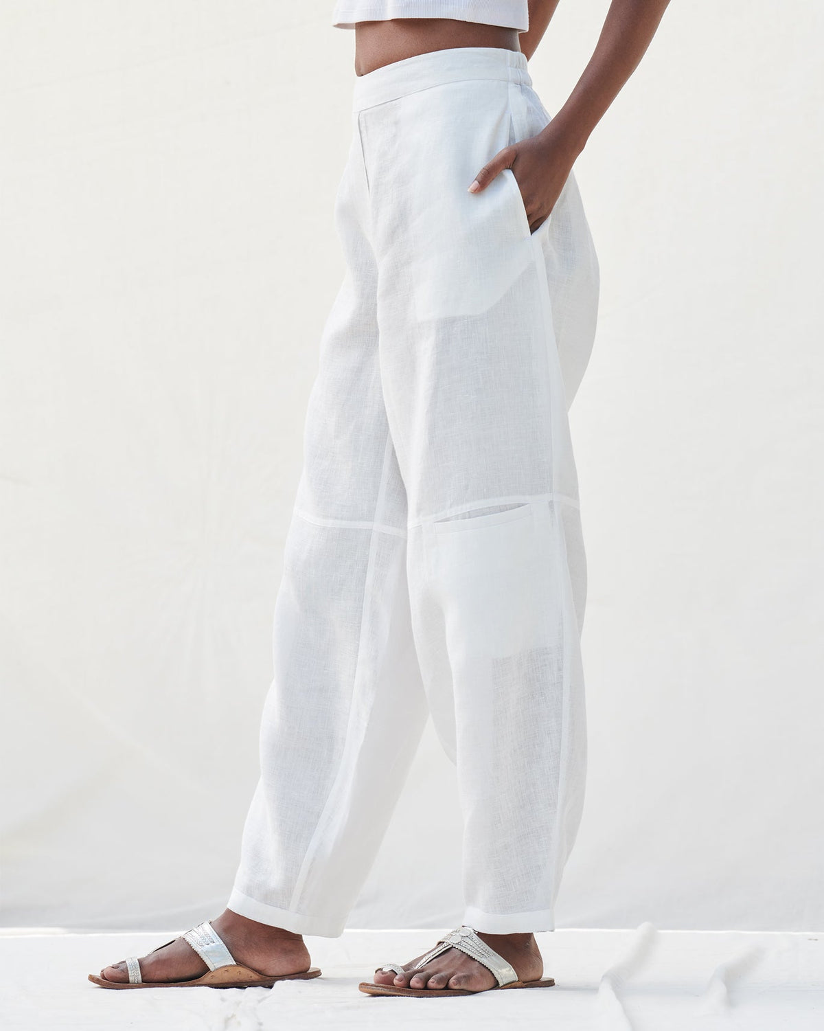 Knee Pocket Pants - Natural