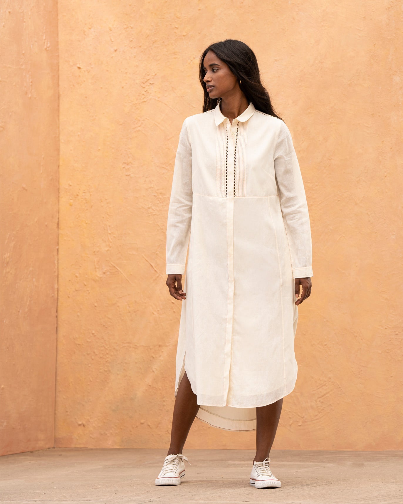 Pintuck Dress - Ivory