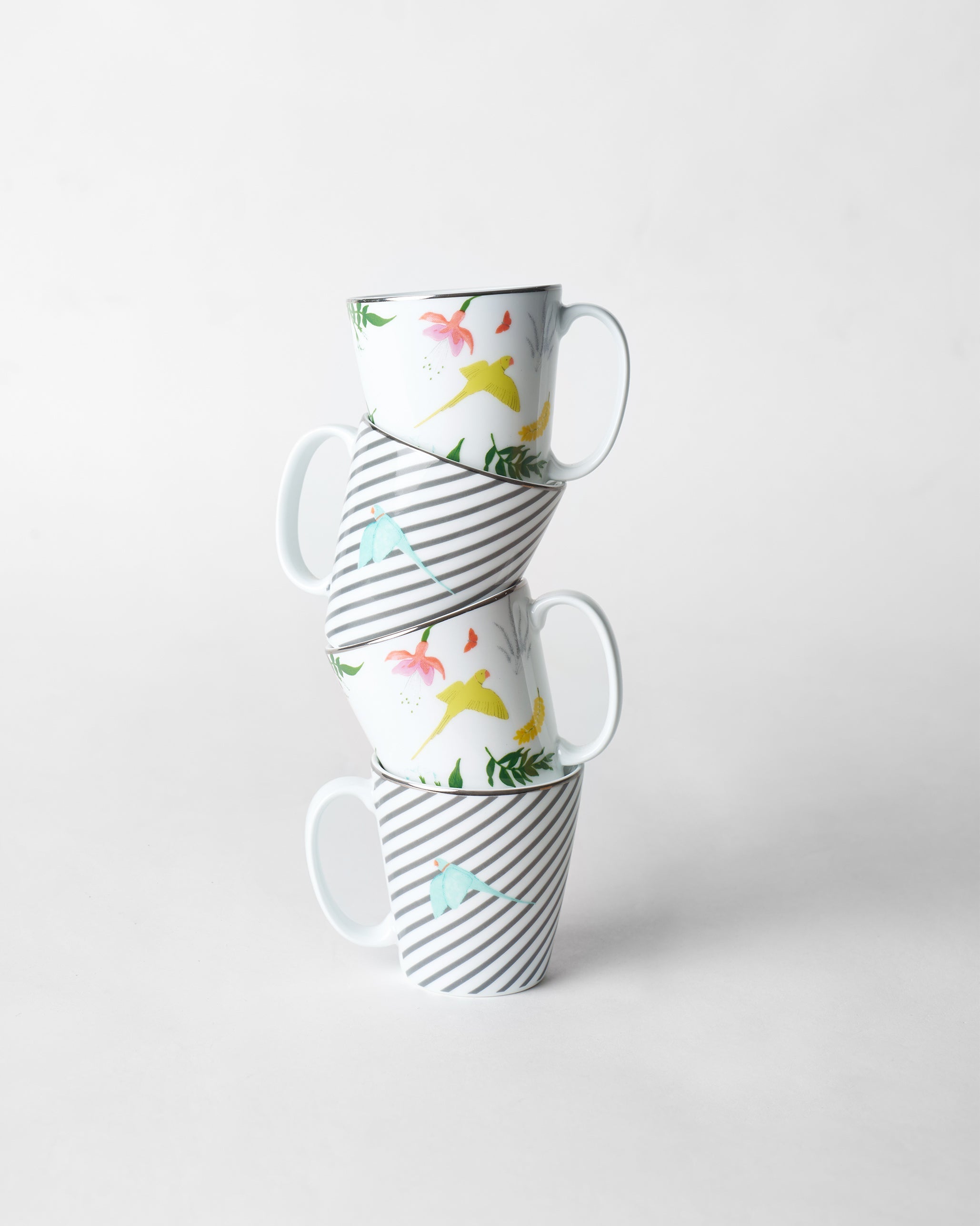 Botanical Coffee Mugs - Set of 4
