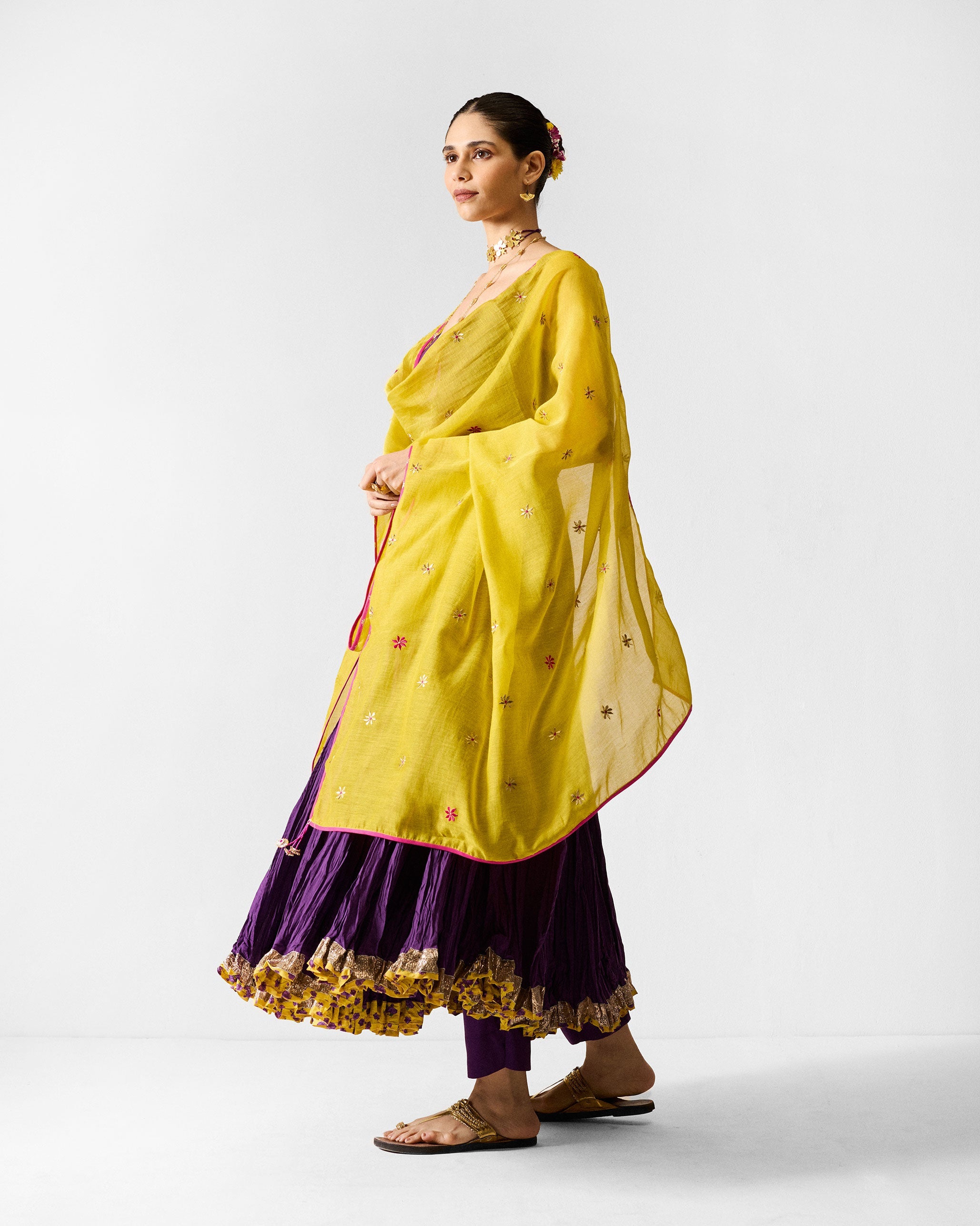 The Kochi Kurta Set - Purple & Gold