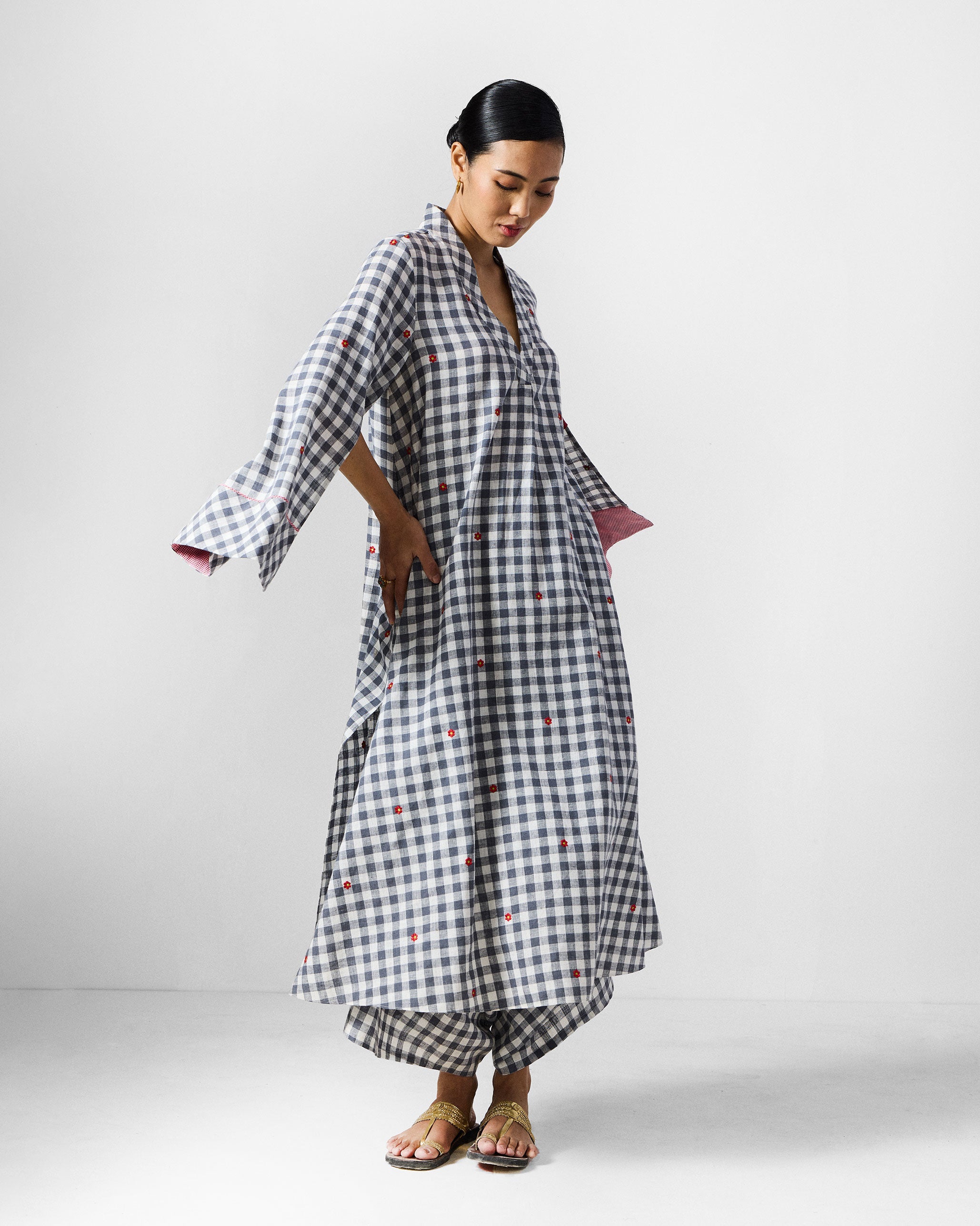 The Dhauli Kurta Set - Grey & White Checks