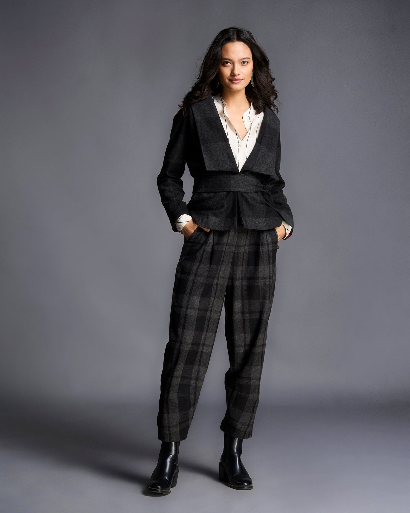 Shawl Collar Jacket - Black & Grey