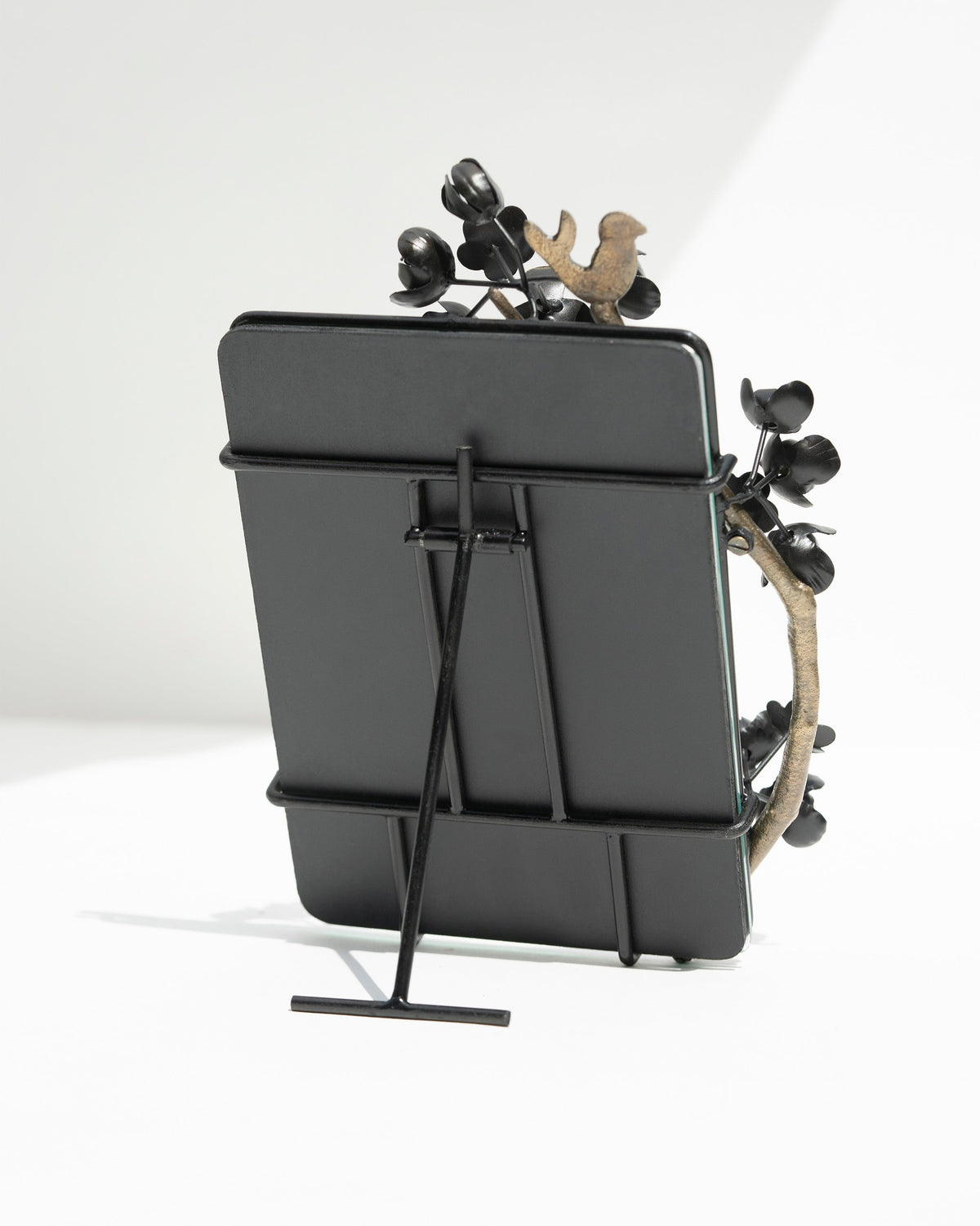Back of Wildflower Photo Frame showing its black easel stand.