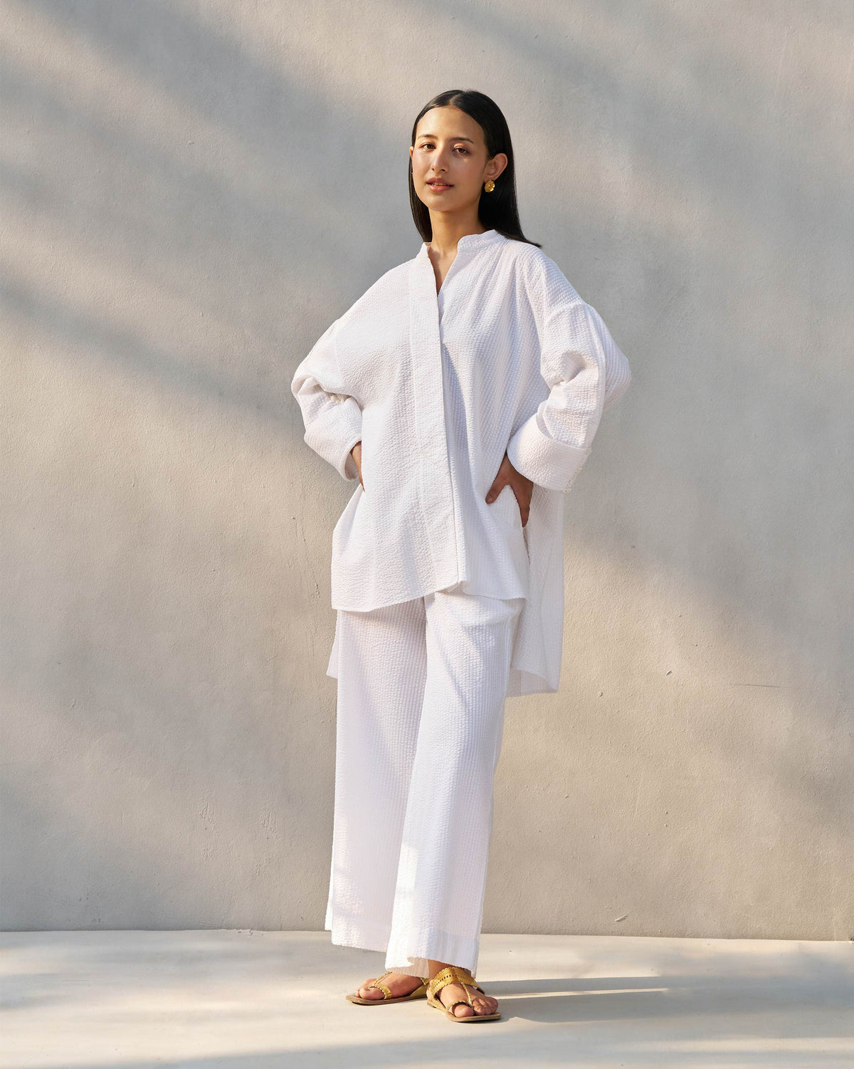 Cirrus Shirt - White Seersucker