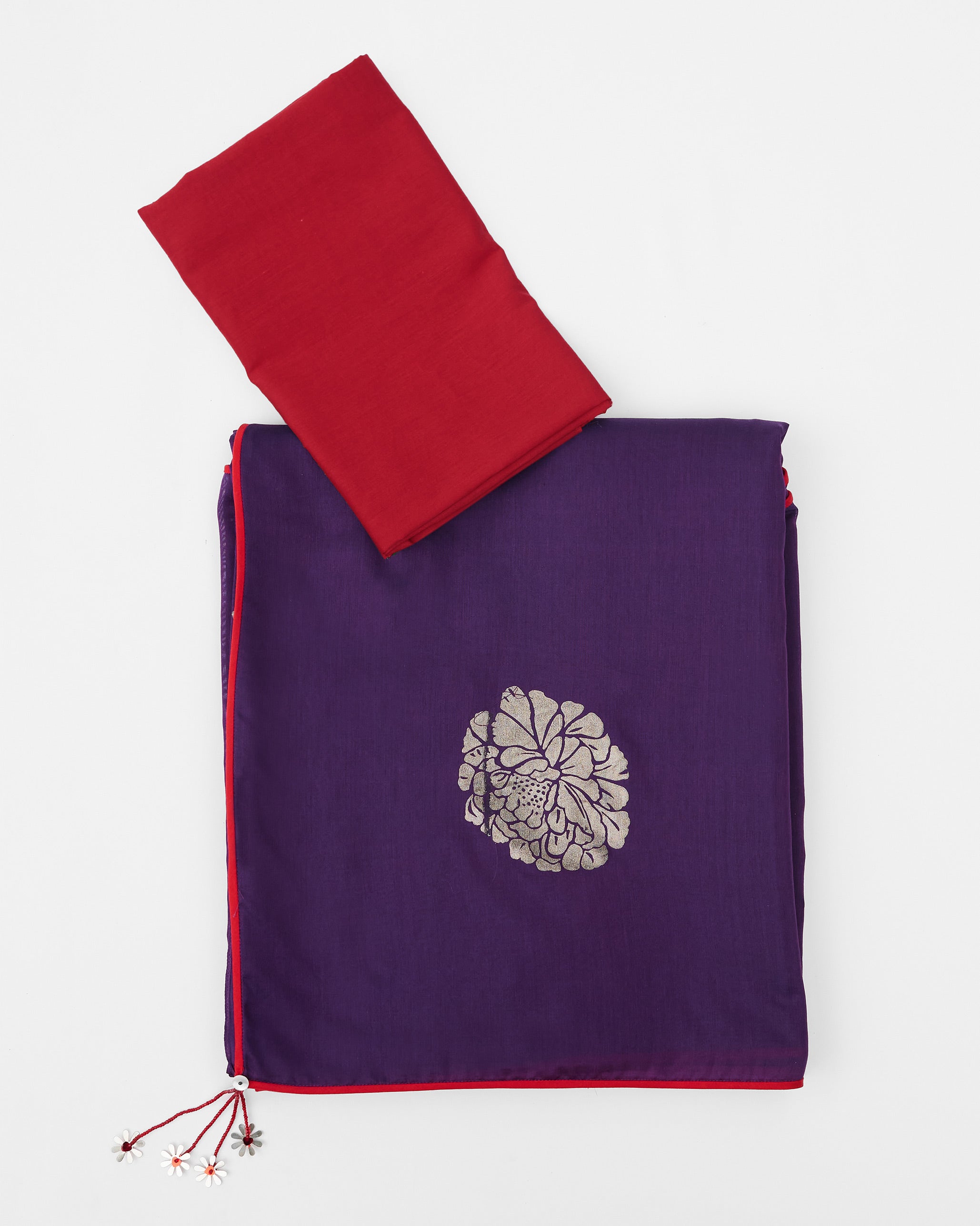 Avni Sari - Purple & Silver Printed