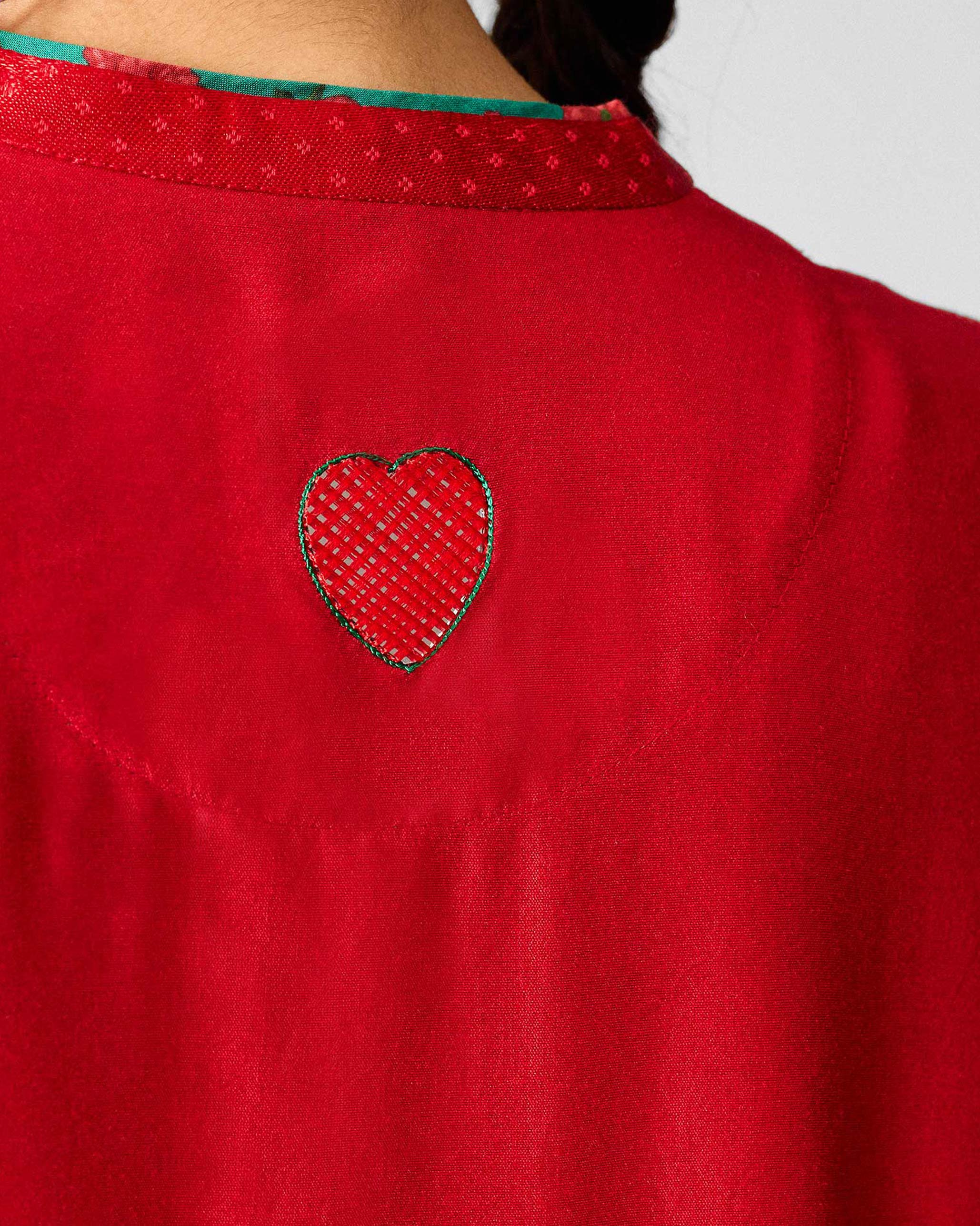 The Chaand Kurta Set- Red & Ivory