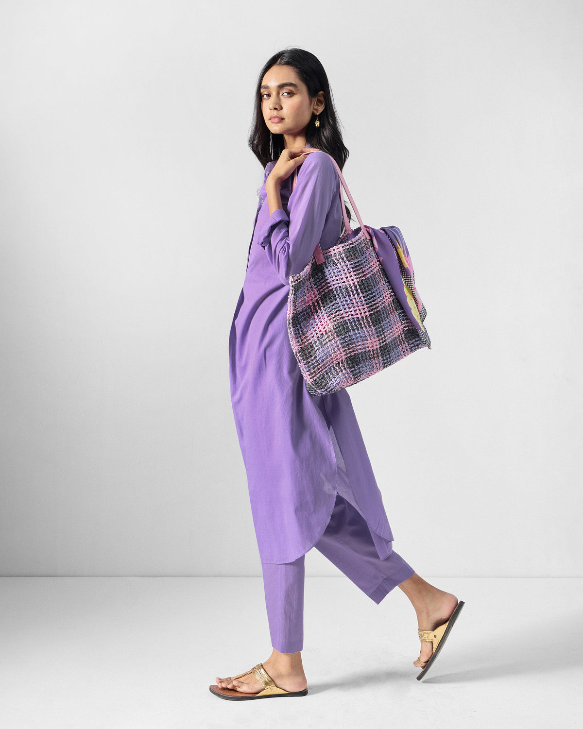 The Basic Long Length Kurta Set - Lilac