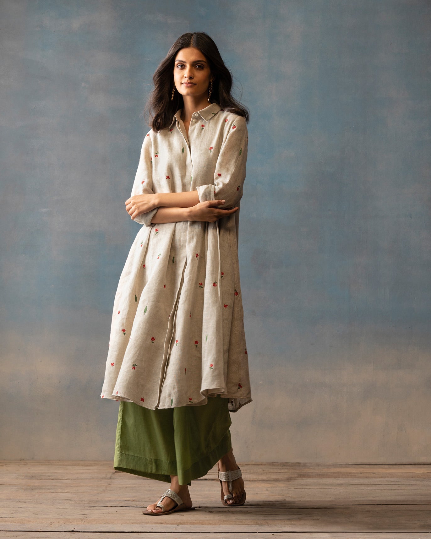 Button Front Dress - Natural