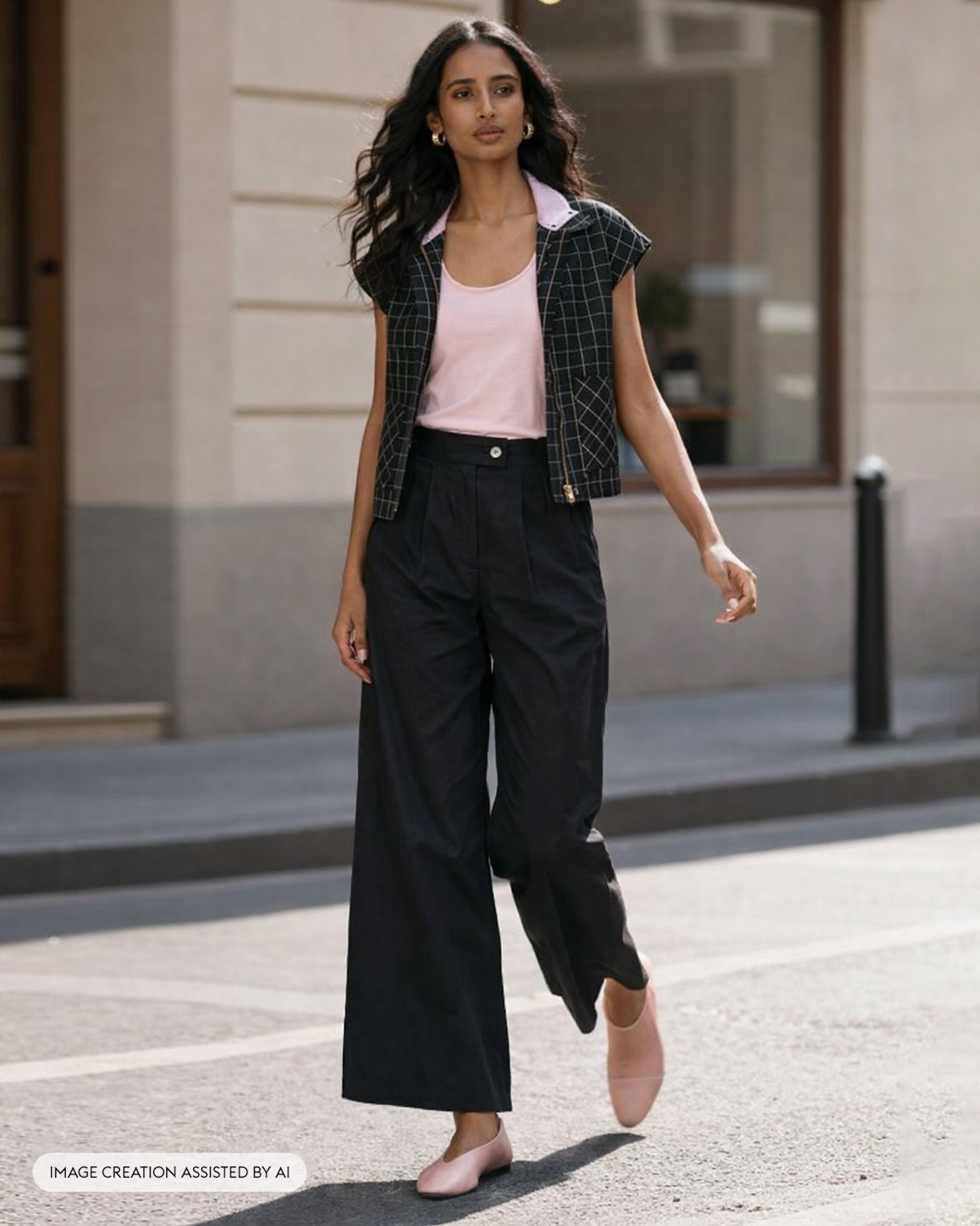 Renai Top - Checked Yarn-Dyed Cotton Relaxed Fit