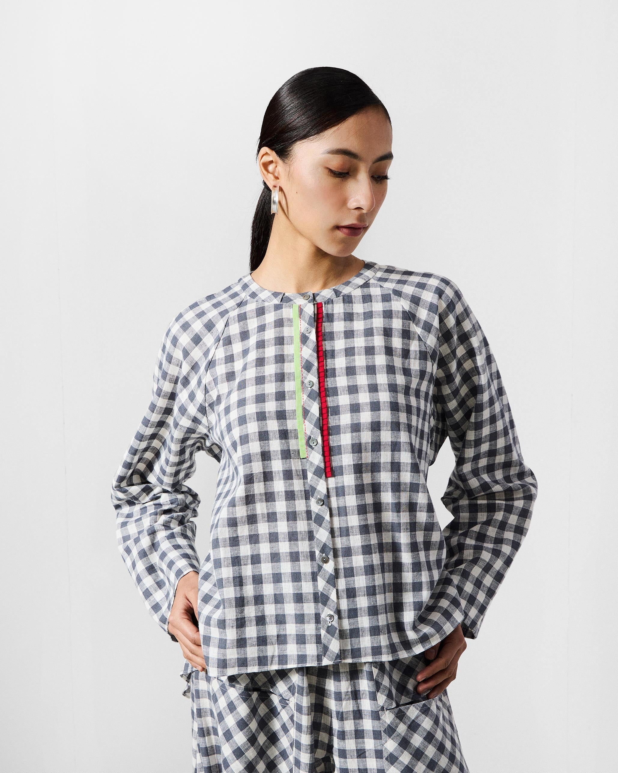The Zil Top Set - Charcoal & White Checks