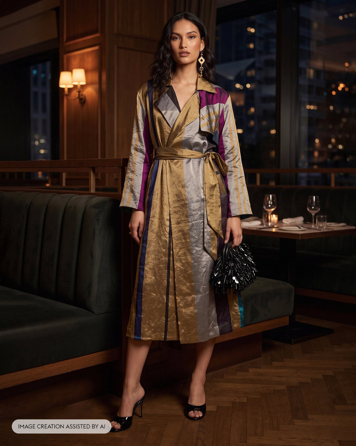 Sera Trench - Metallic Tissue Regular Fit