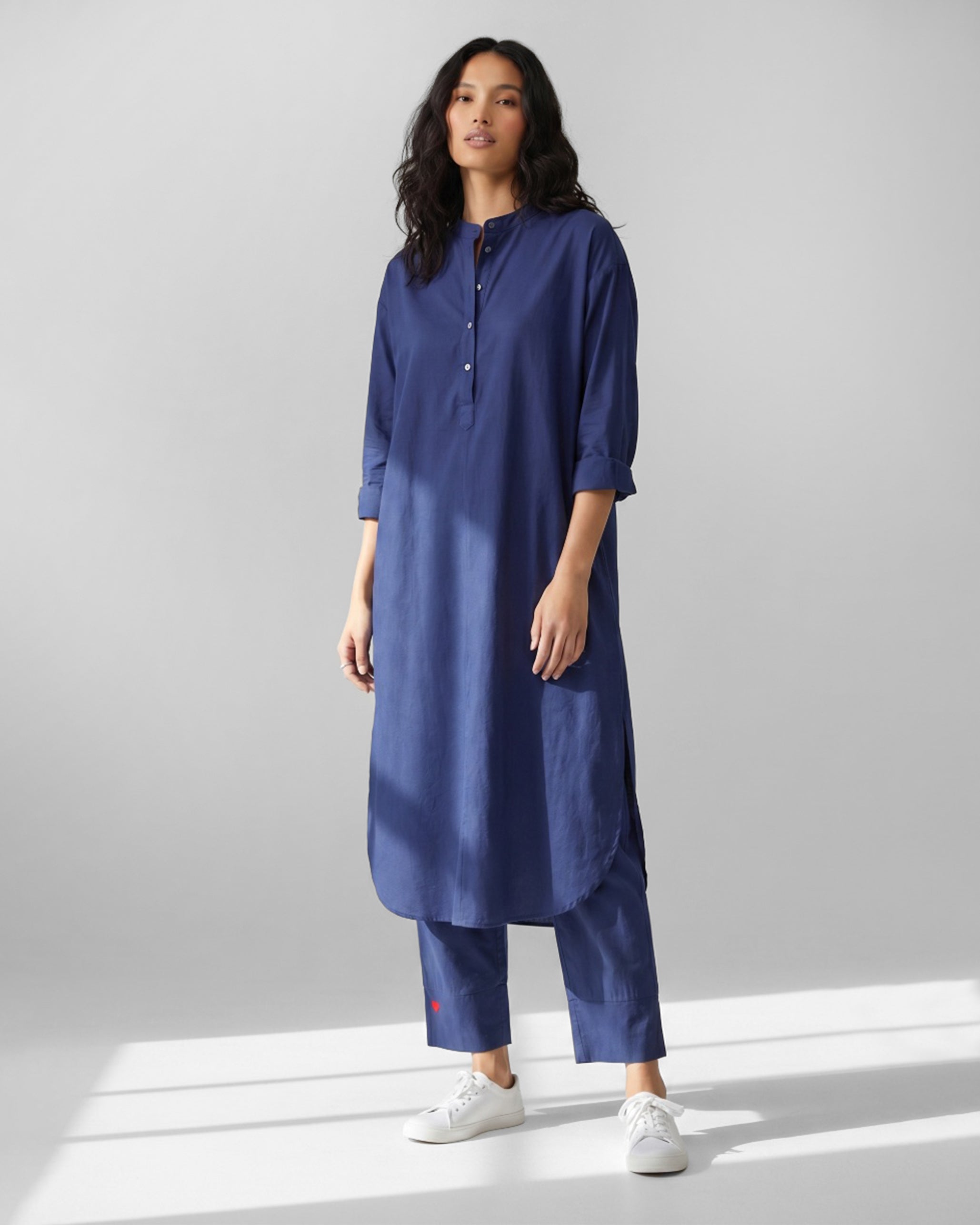 Basic Long Kurta - Ink Blue