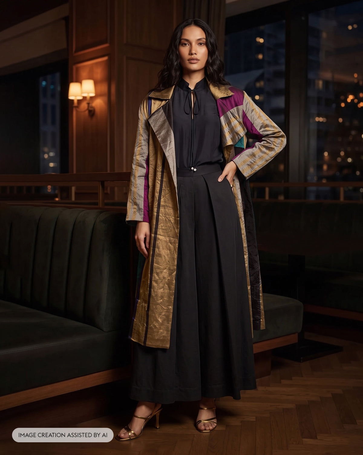 Sera Trench - Metallic Tissue Regular Fit