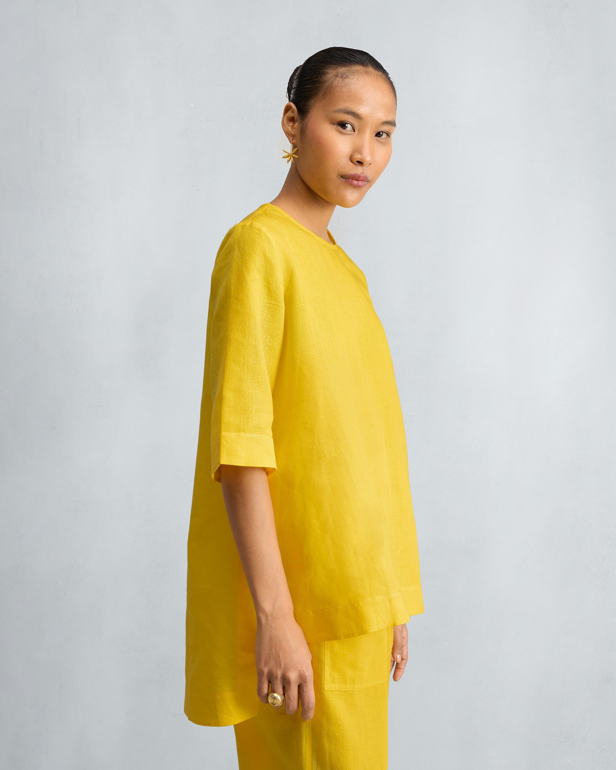 The High Slit Top Set - Yellow