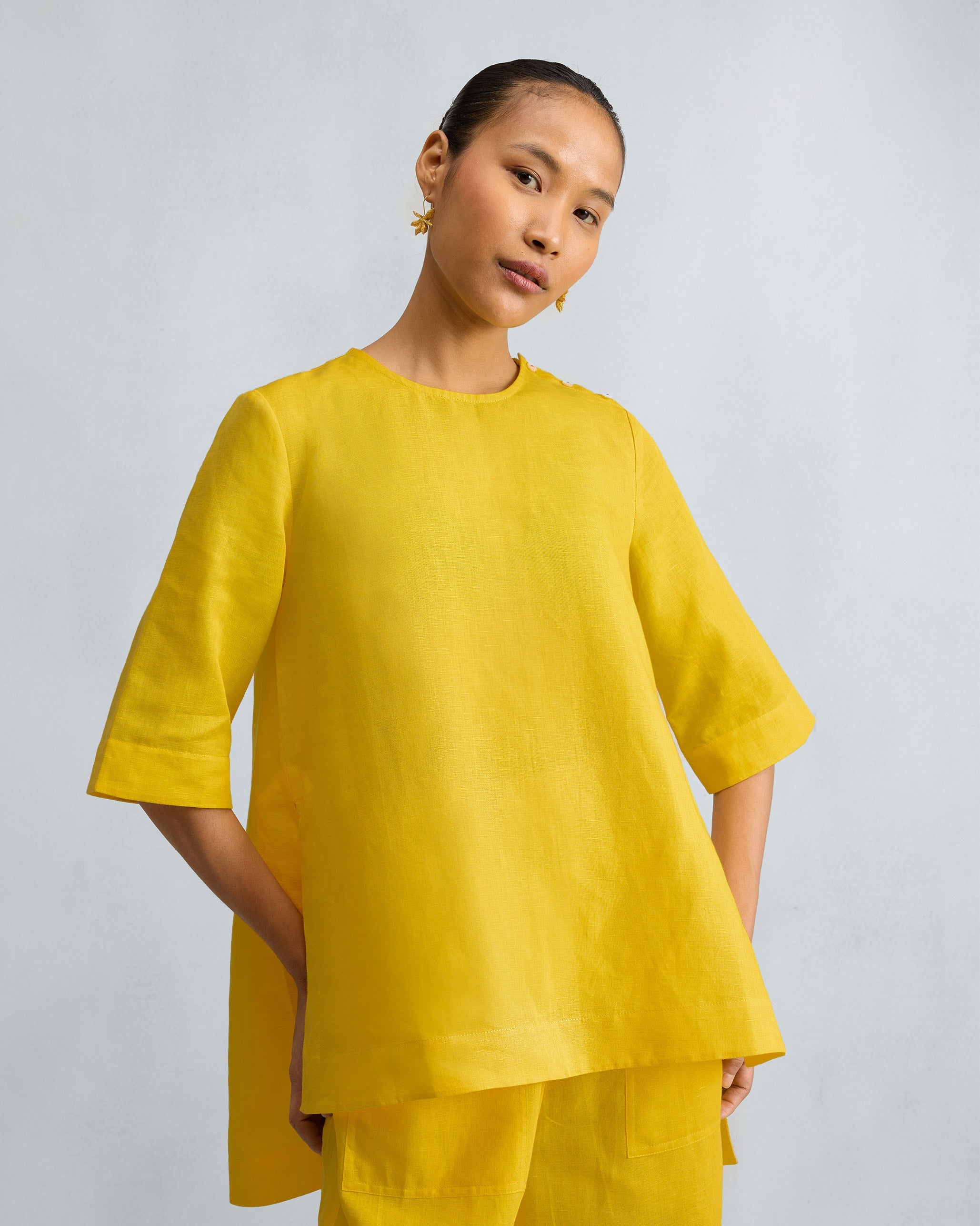 The High Slit Top Set - Yellow