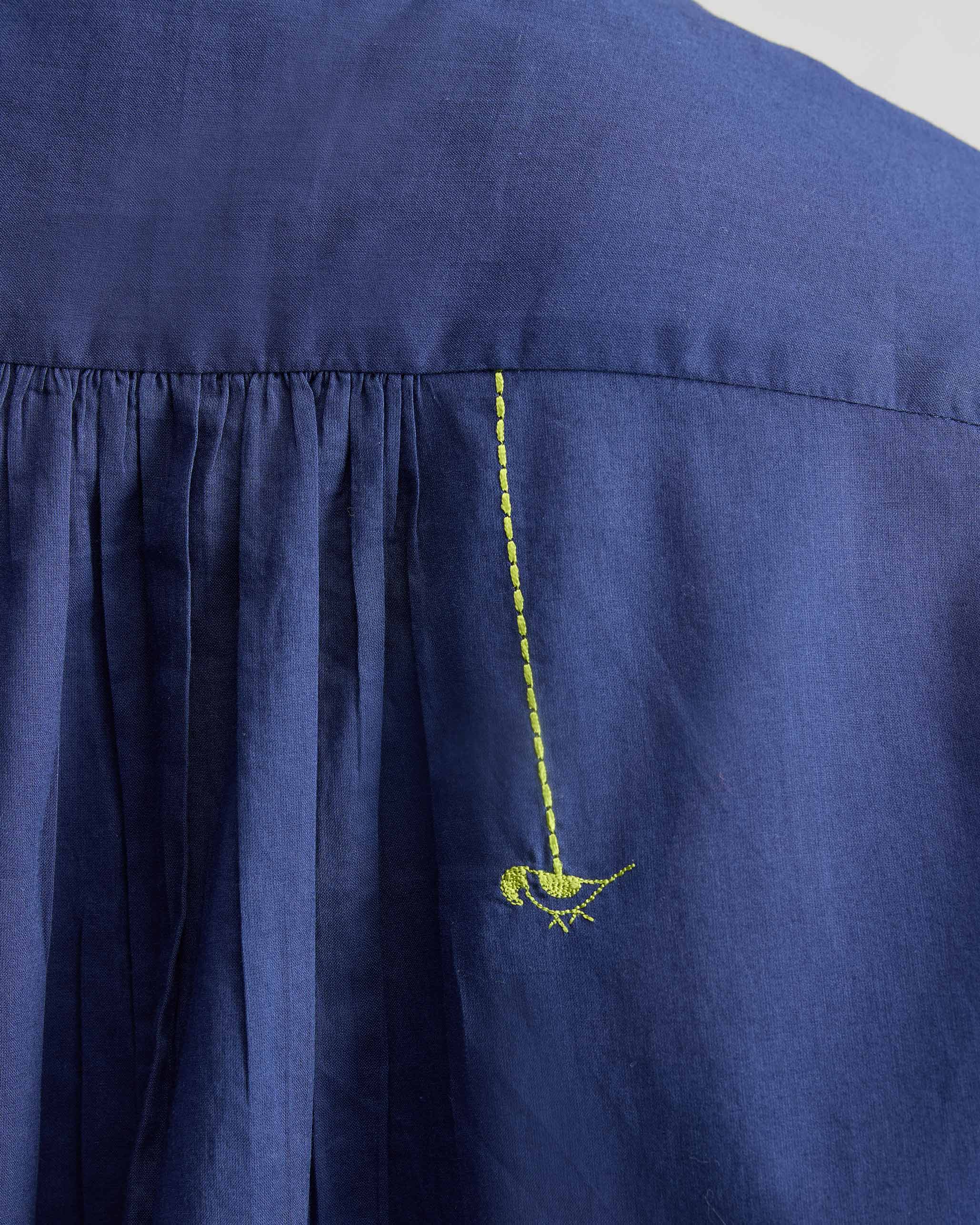 The Mandarin Collar Top Set - Ink Blue