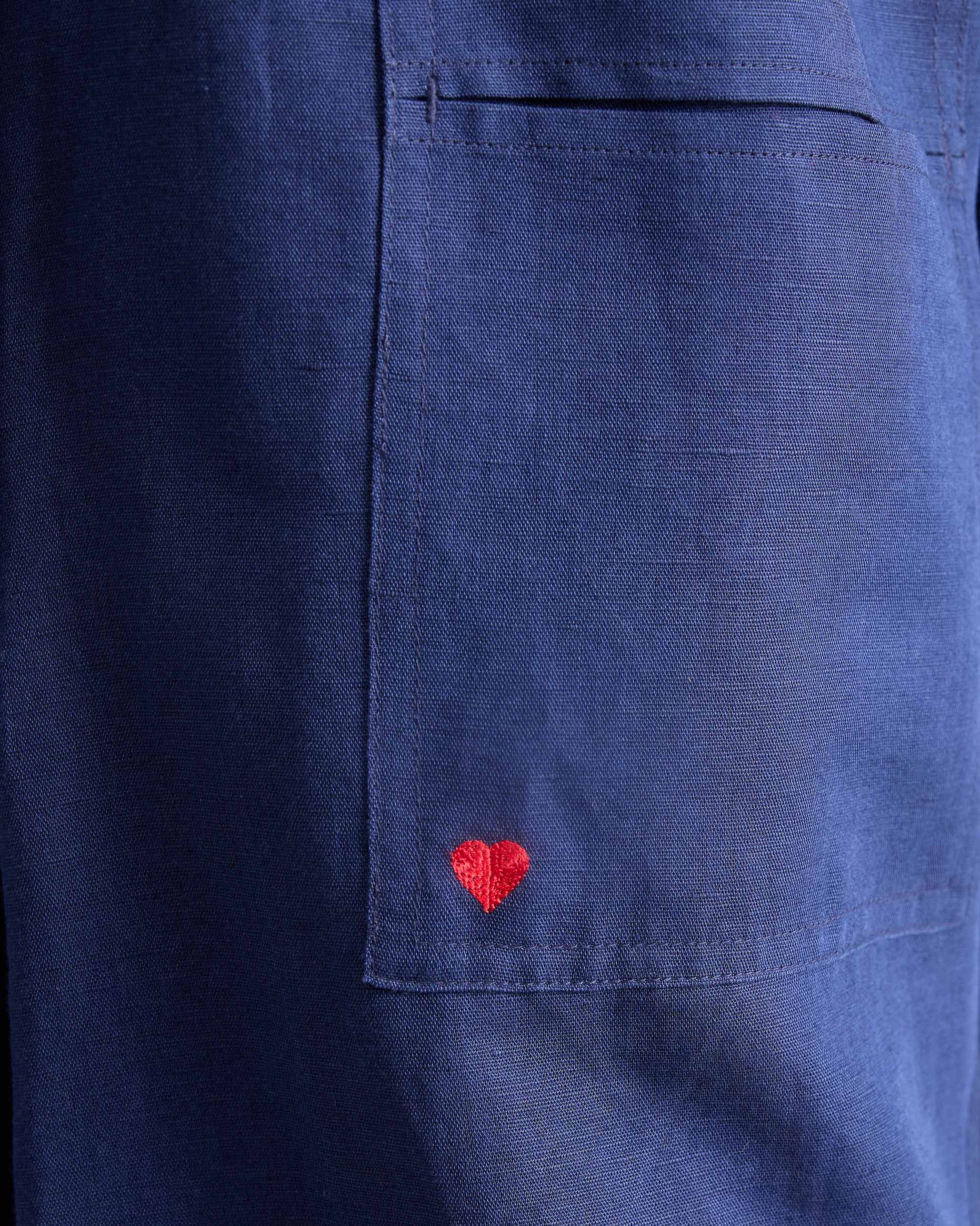 The Mandarin Collar Top Set - Ink Blue