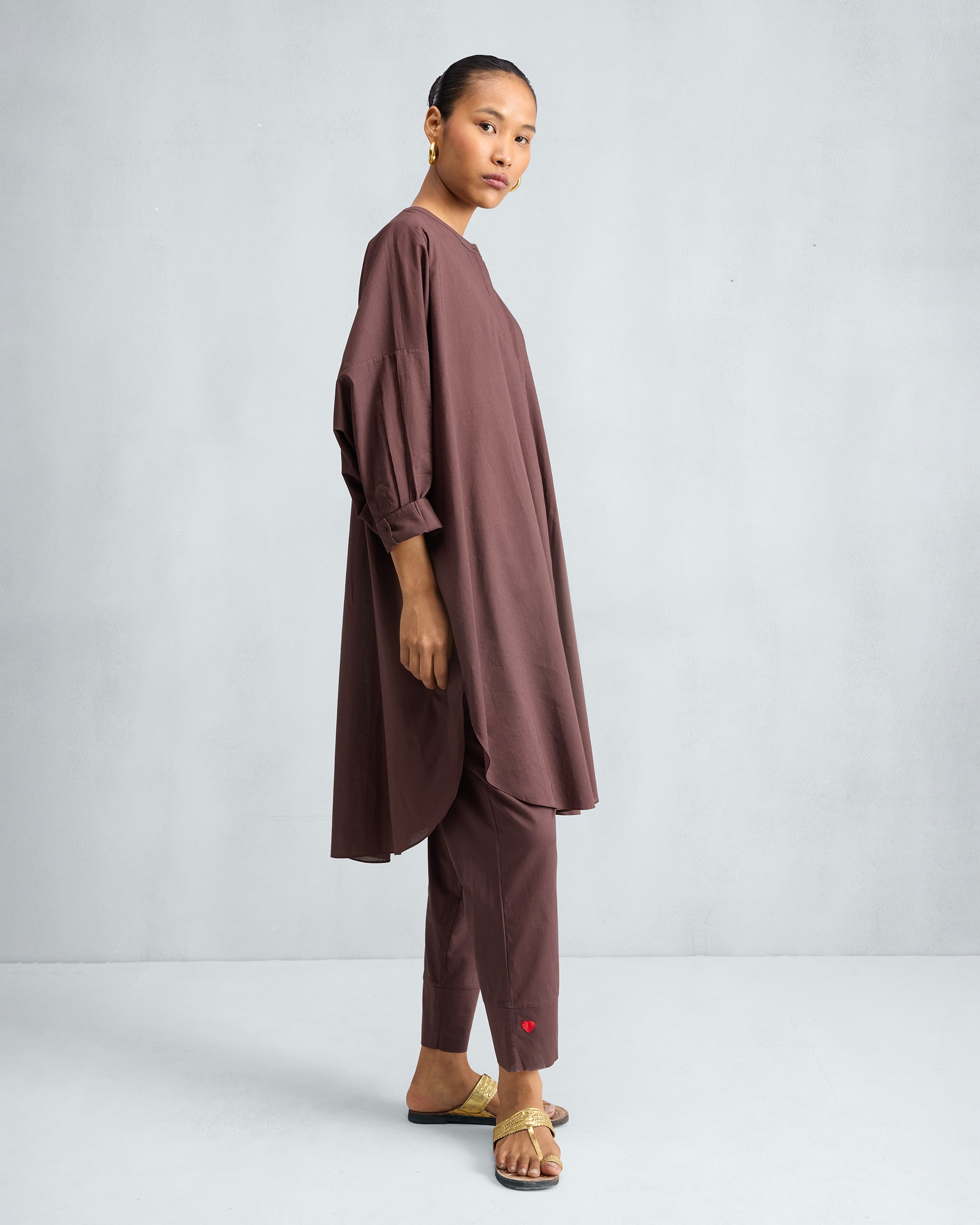 The Lazy Sunday Tunic Set - Chocolate Plum