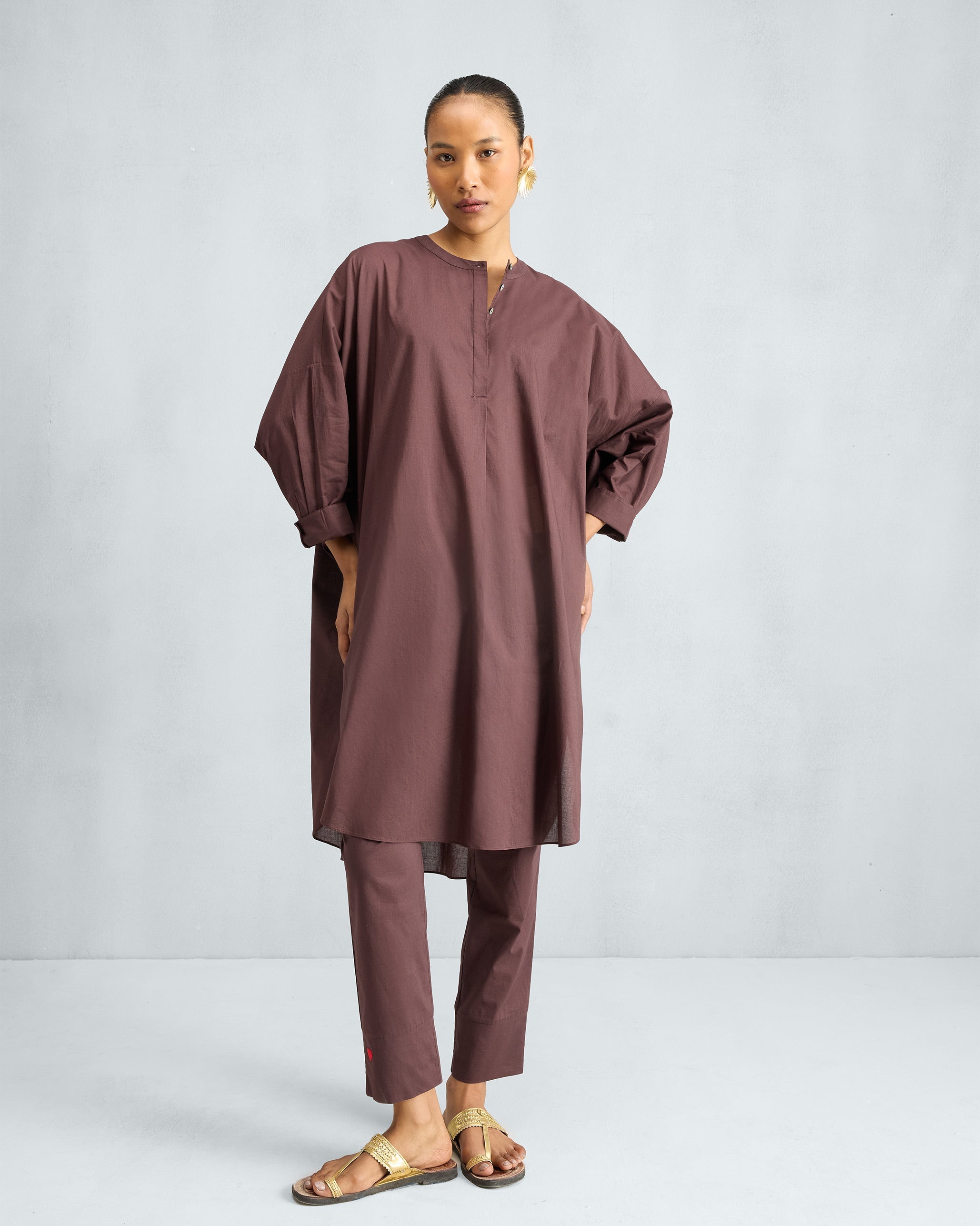 The Lazy Sunday Tunic Set - Chocolate Plum